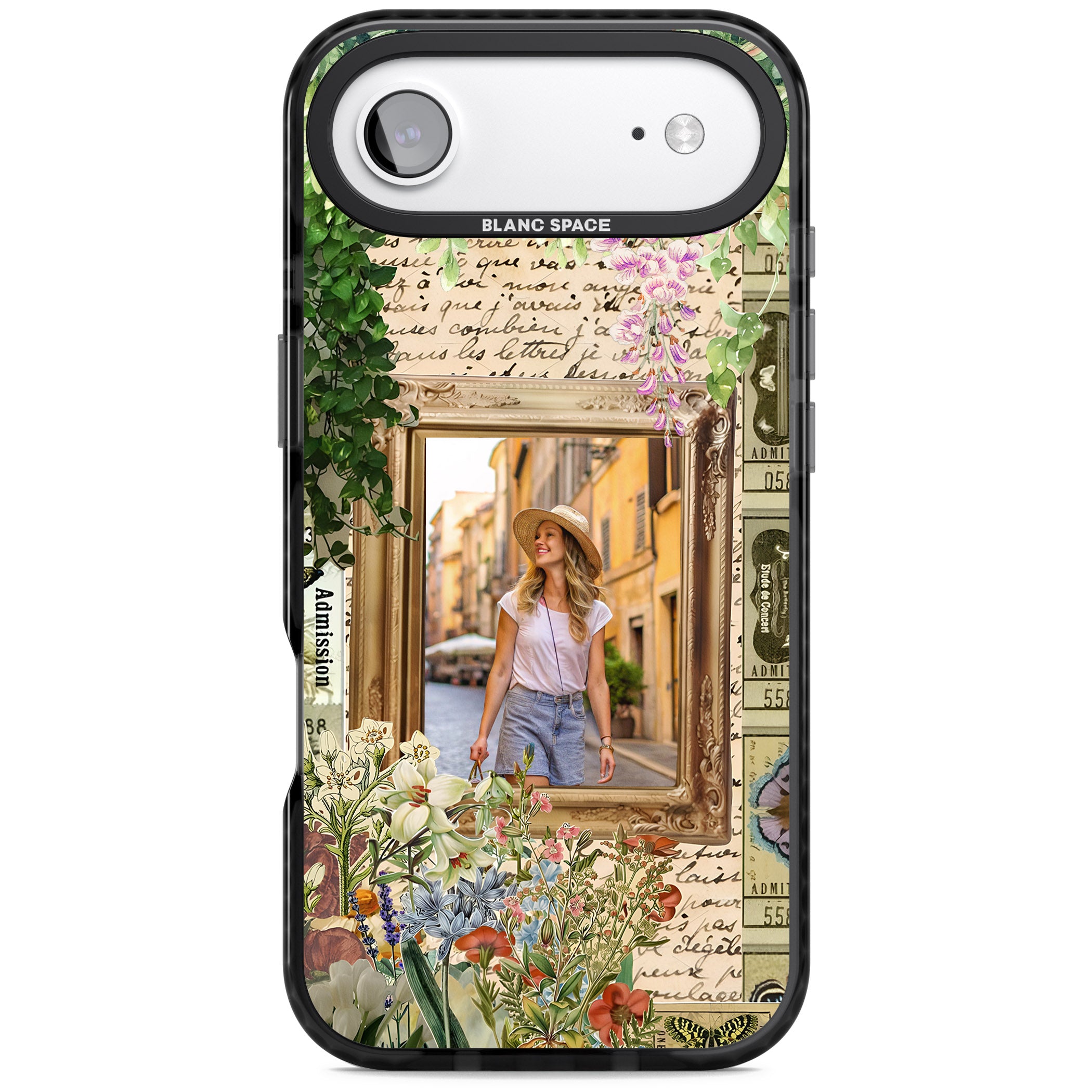 Personalised Tuscan Floral Collage Frame iPhone 17 Air Impact Black Phone Case