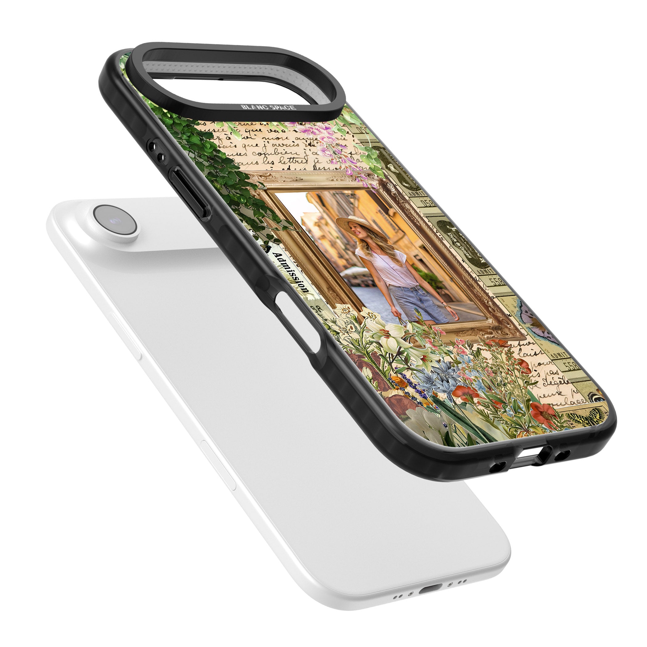 Personalised Tuscan Floral Collage Frame iPhone 17 Air Impact Black Phone Case Colours