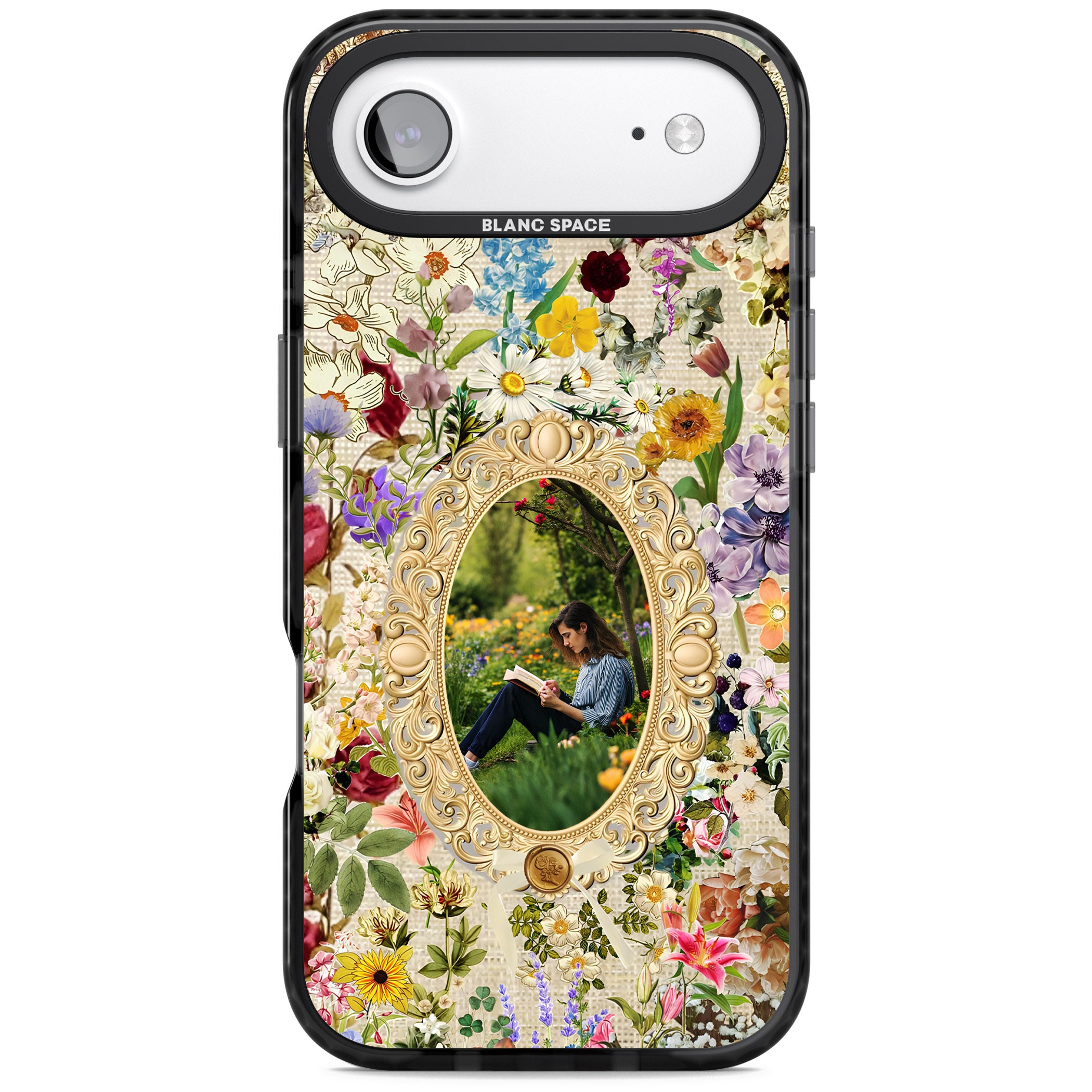 Personalised Vintage Wildflower Frame iPhone 17 Air Impact Black Phone Case