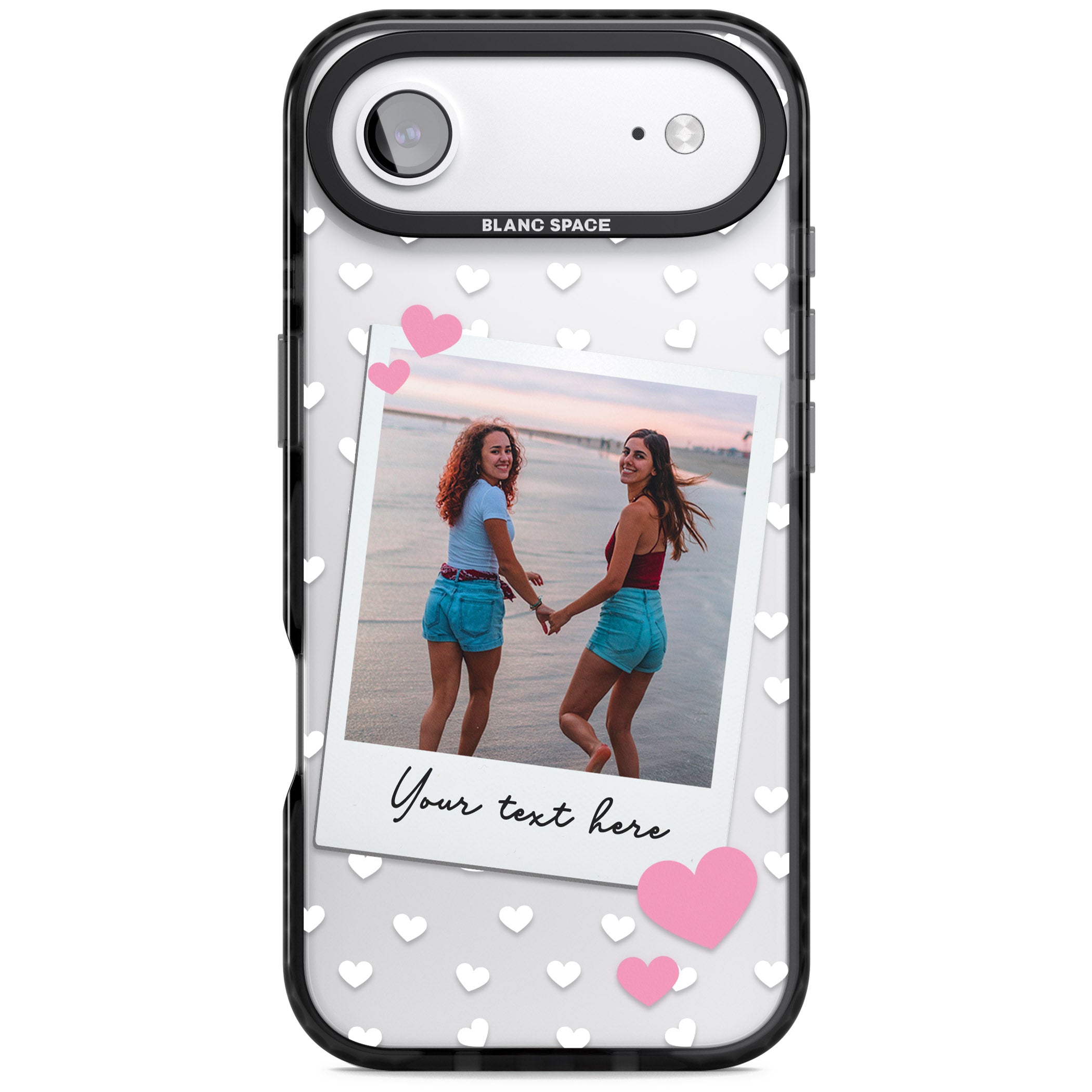 Personalised Hearts Instant Camera Photo iPhone 17 Air Impact Black Phone Case