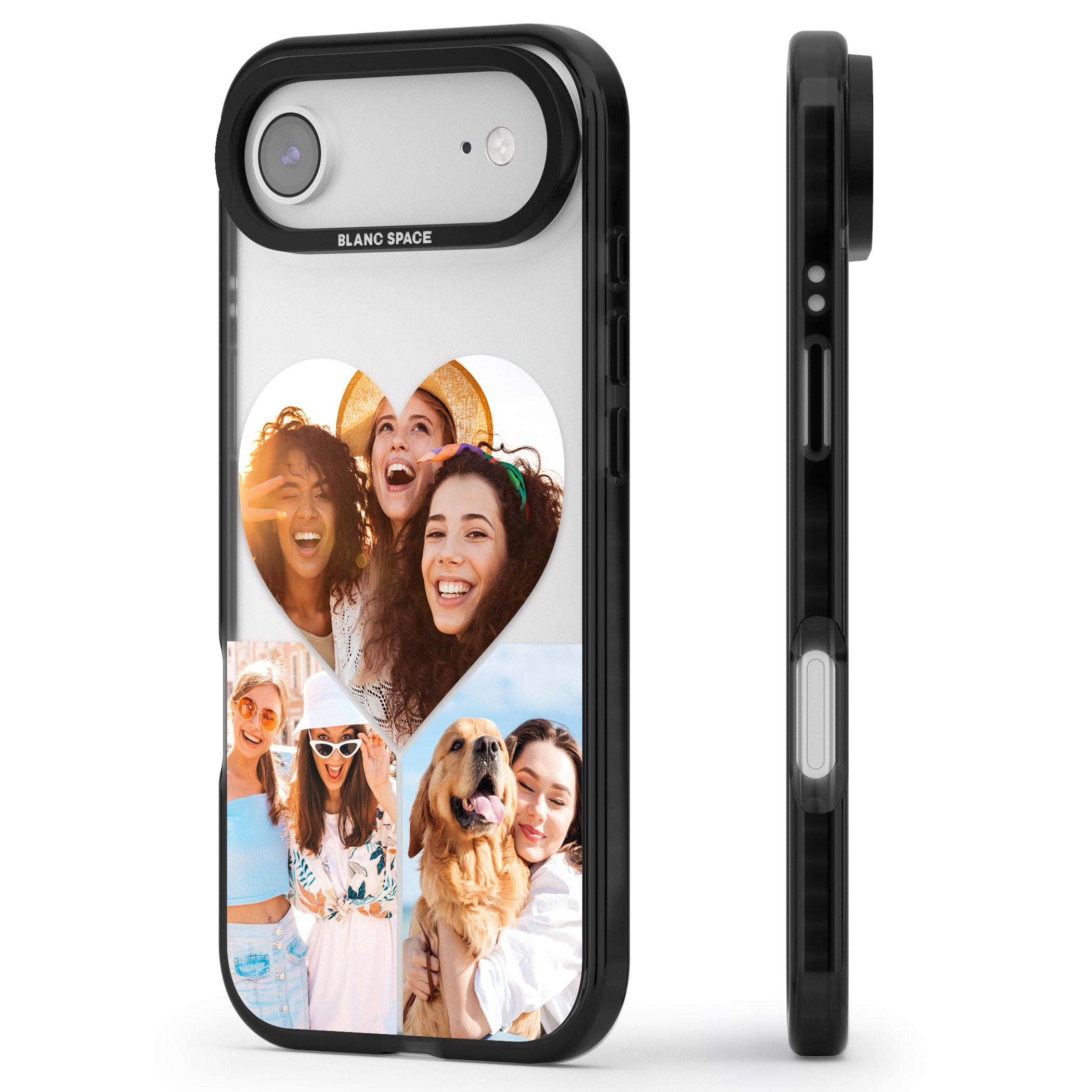 Personalised Heart Photo iPhone 17 Air Impact Black Phone Case Side Profile