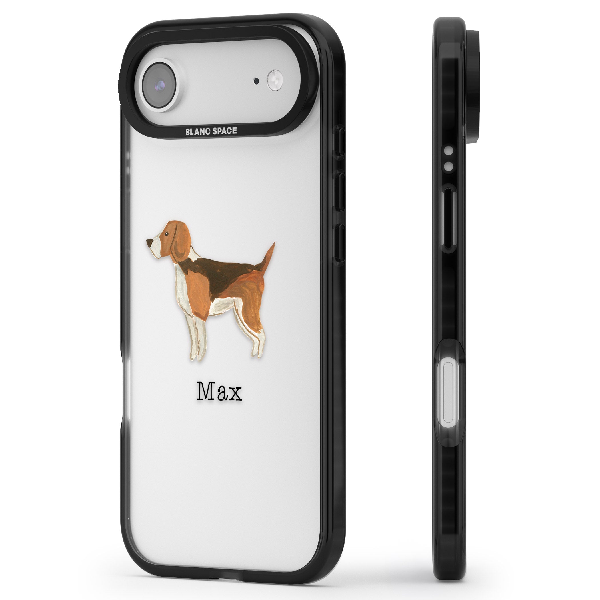 Personalised Beagle iPhone 17 Air Impact Black Phone Case Side Profile