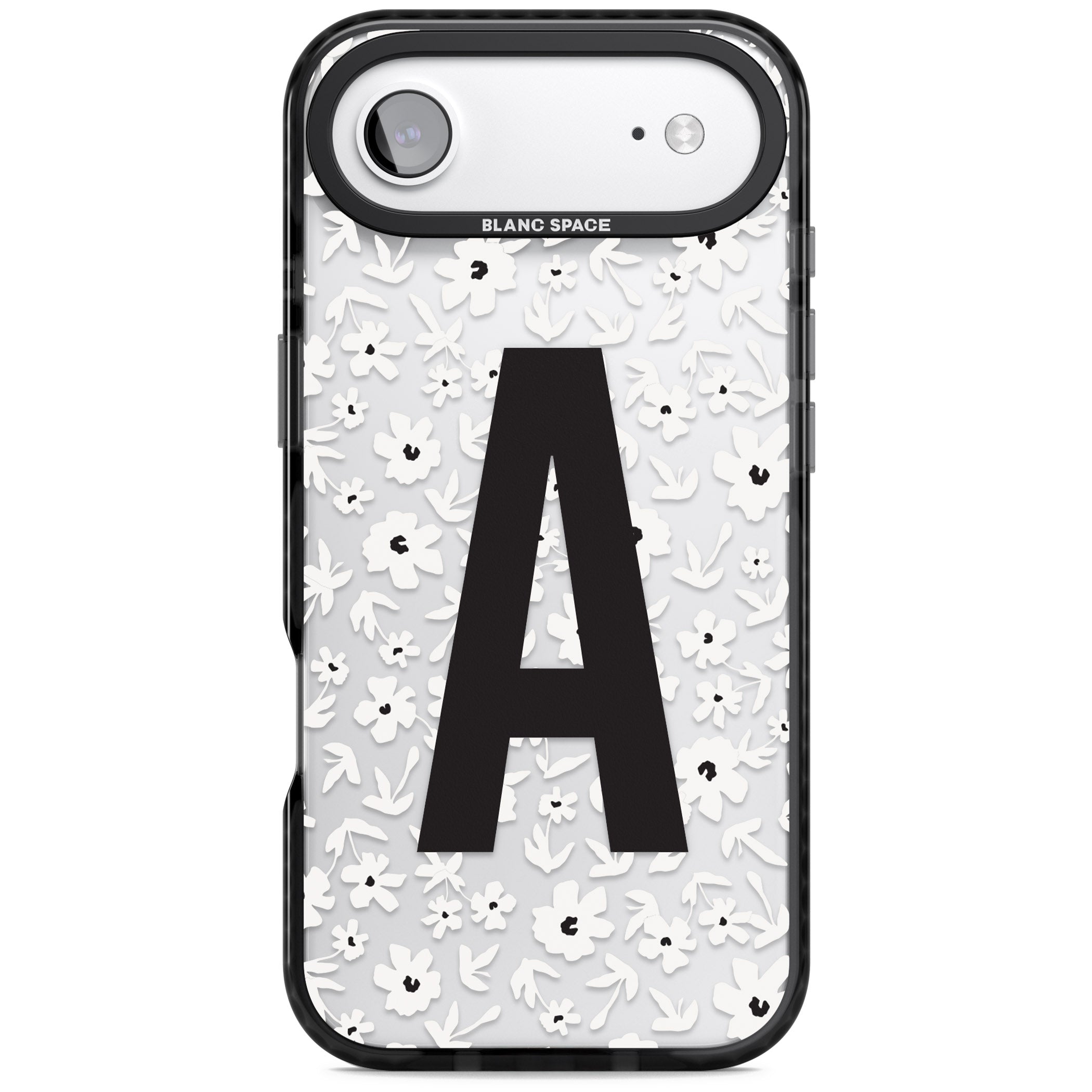Personalised Bold Initial Floral iPhone 17 Air Impact Black Phone Case