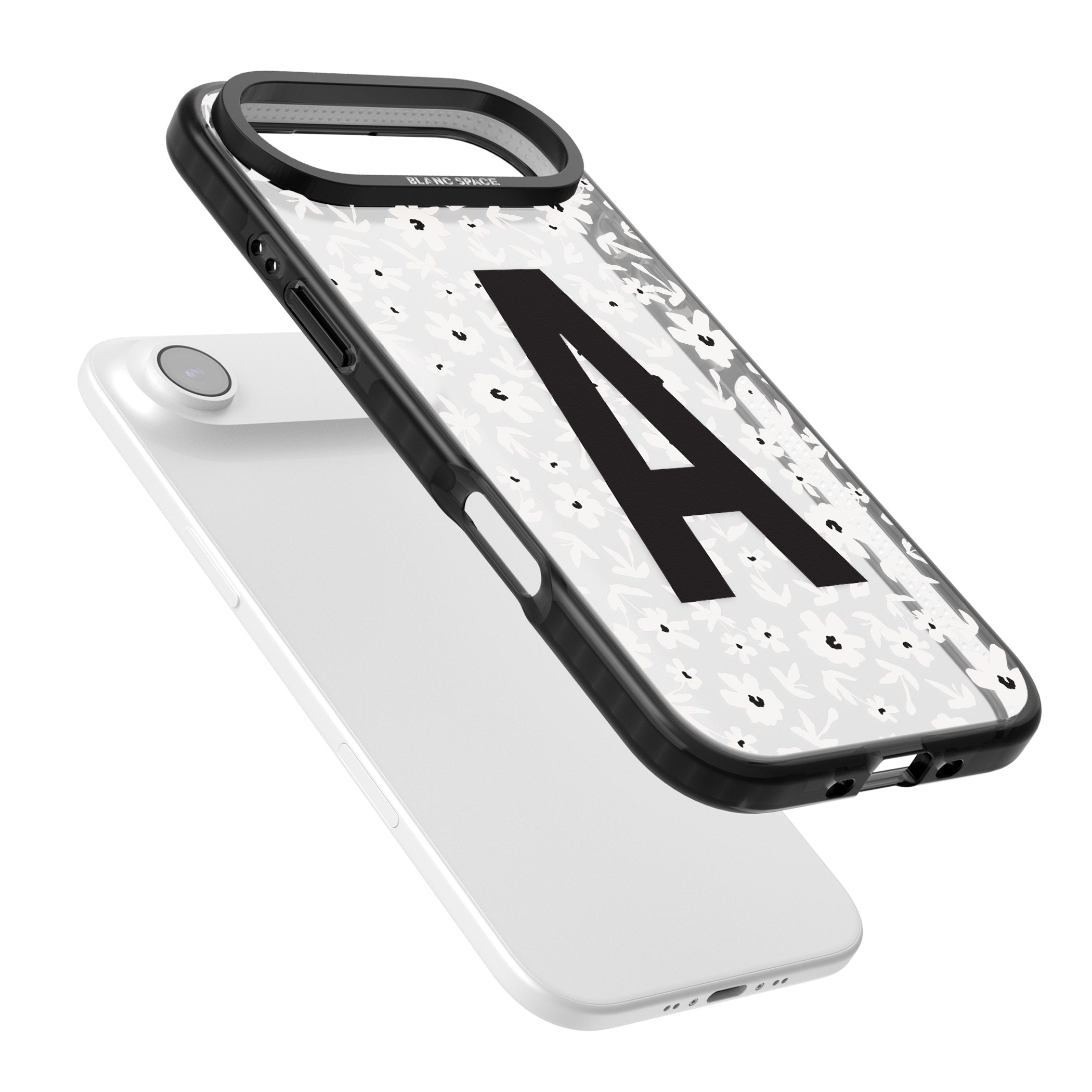 Personalised Bold Initial Floral iPhone 17 Air Impact Black Phone Case Colours