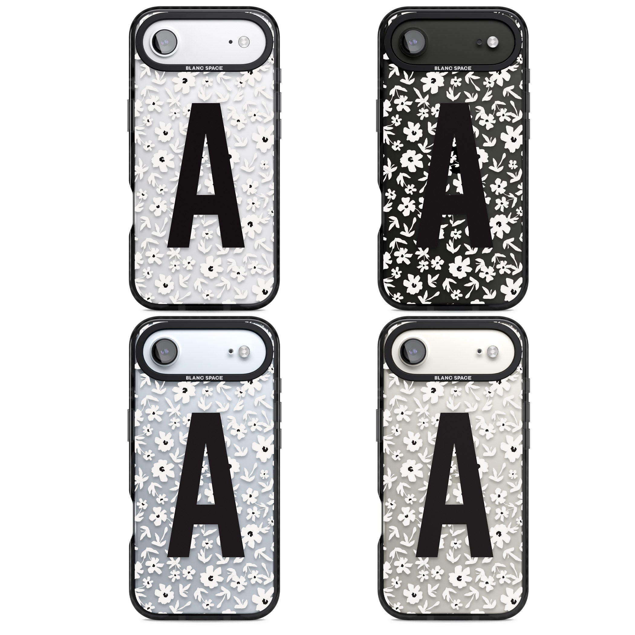 Personalised Bold Initial Floral iPhone 17 Air Impact Black Phone Case APT Impact Protection