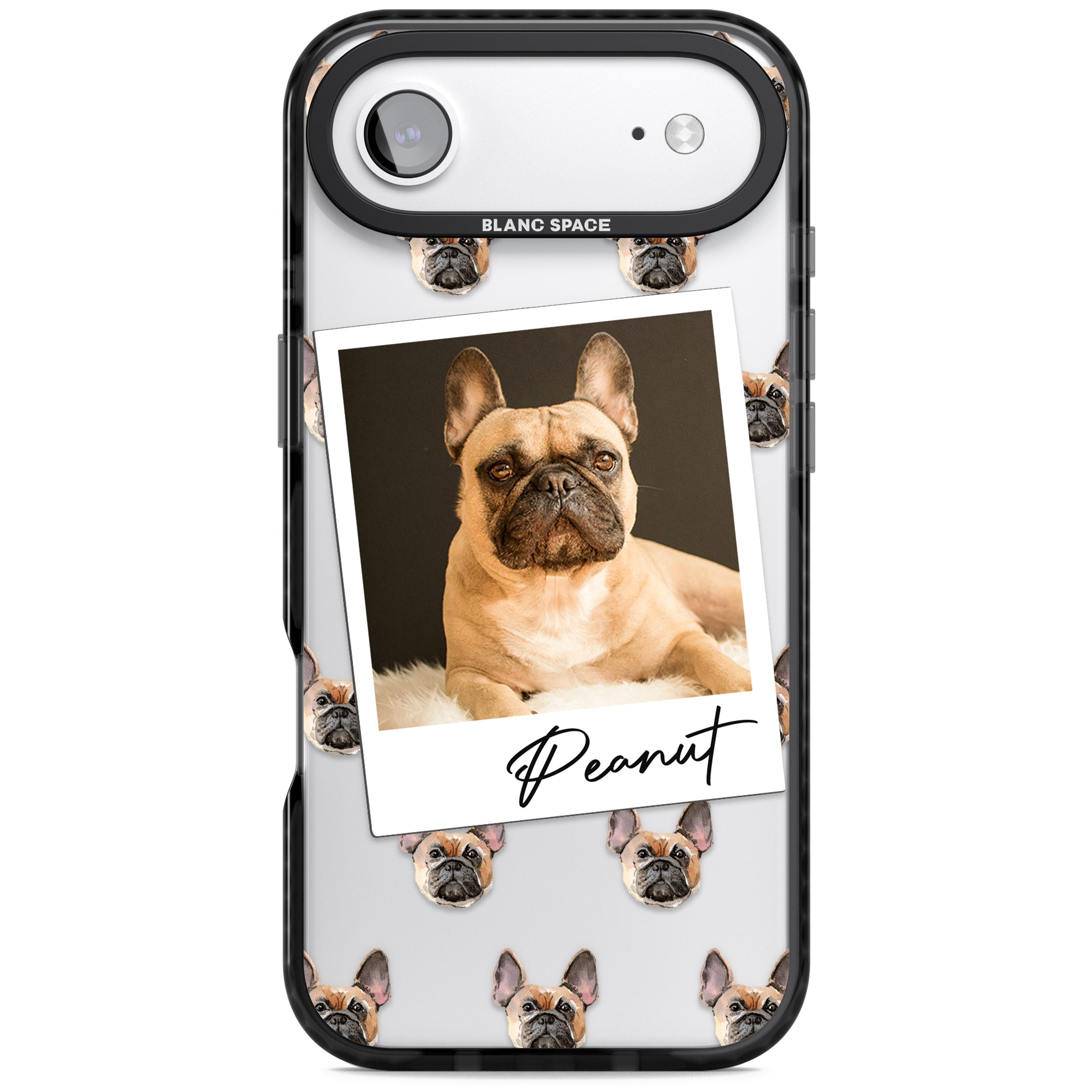 Personalised Tan French Bulldog Instant Camera Photo iPhone 17 Air Impact Black Phone Case