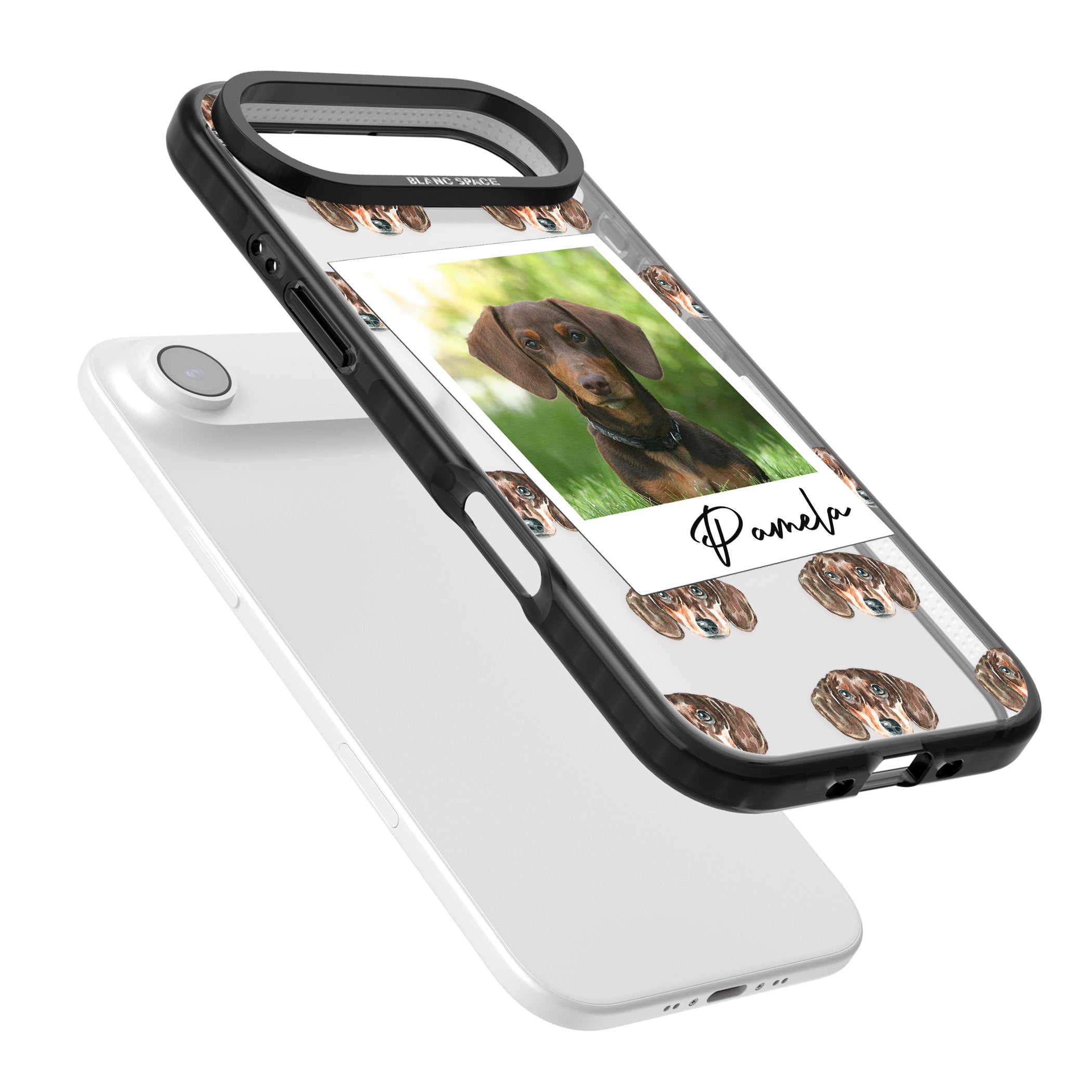 Personalised Brown Dachshund Instant Camera Photo iPhone 17 Air Impact Black Phone Case Colours