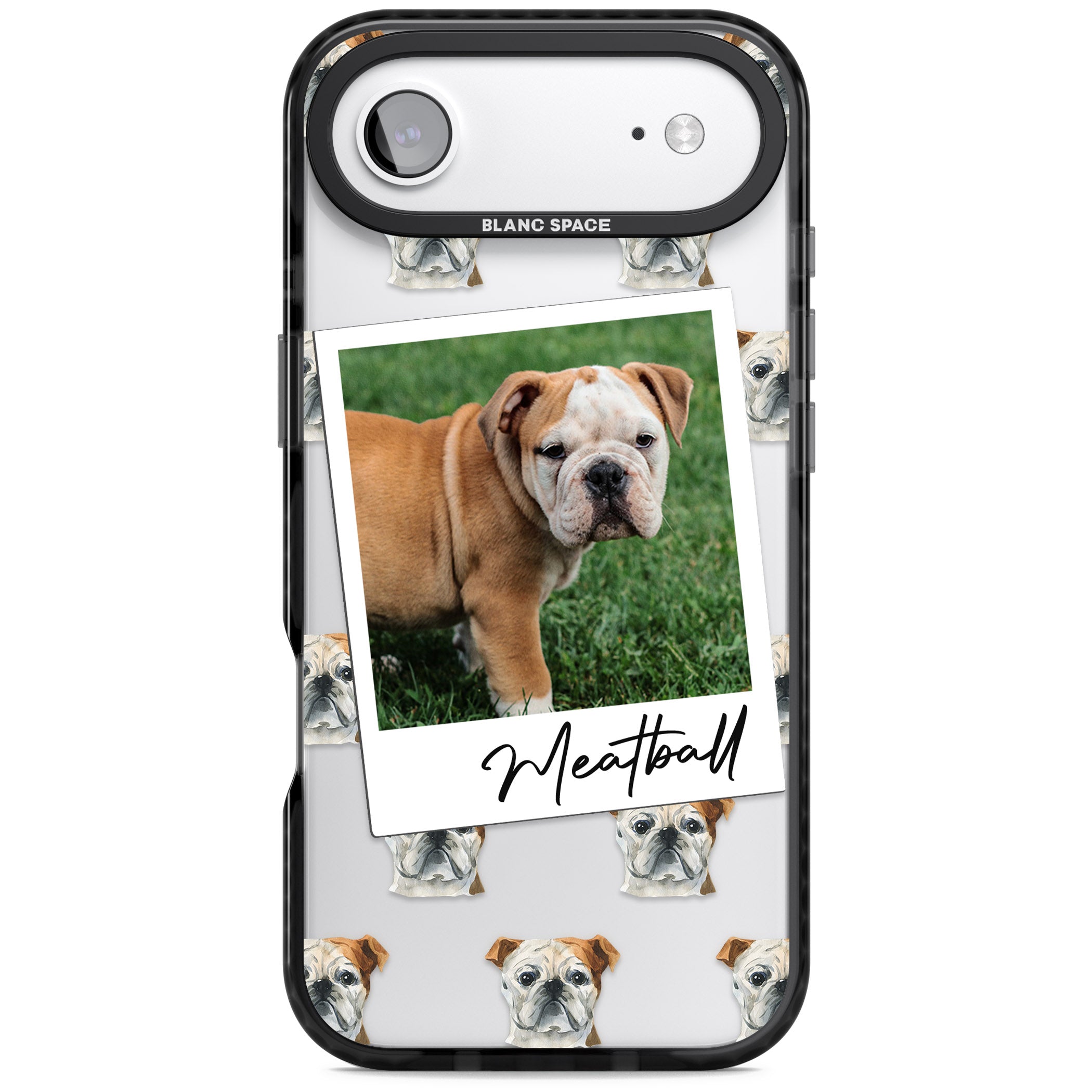 Personalised English Bulldog Instant Camera Photo iPhone 17 Air Impact Black Phone Case