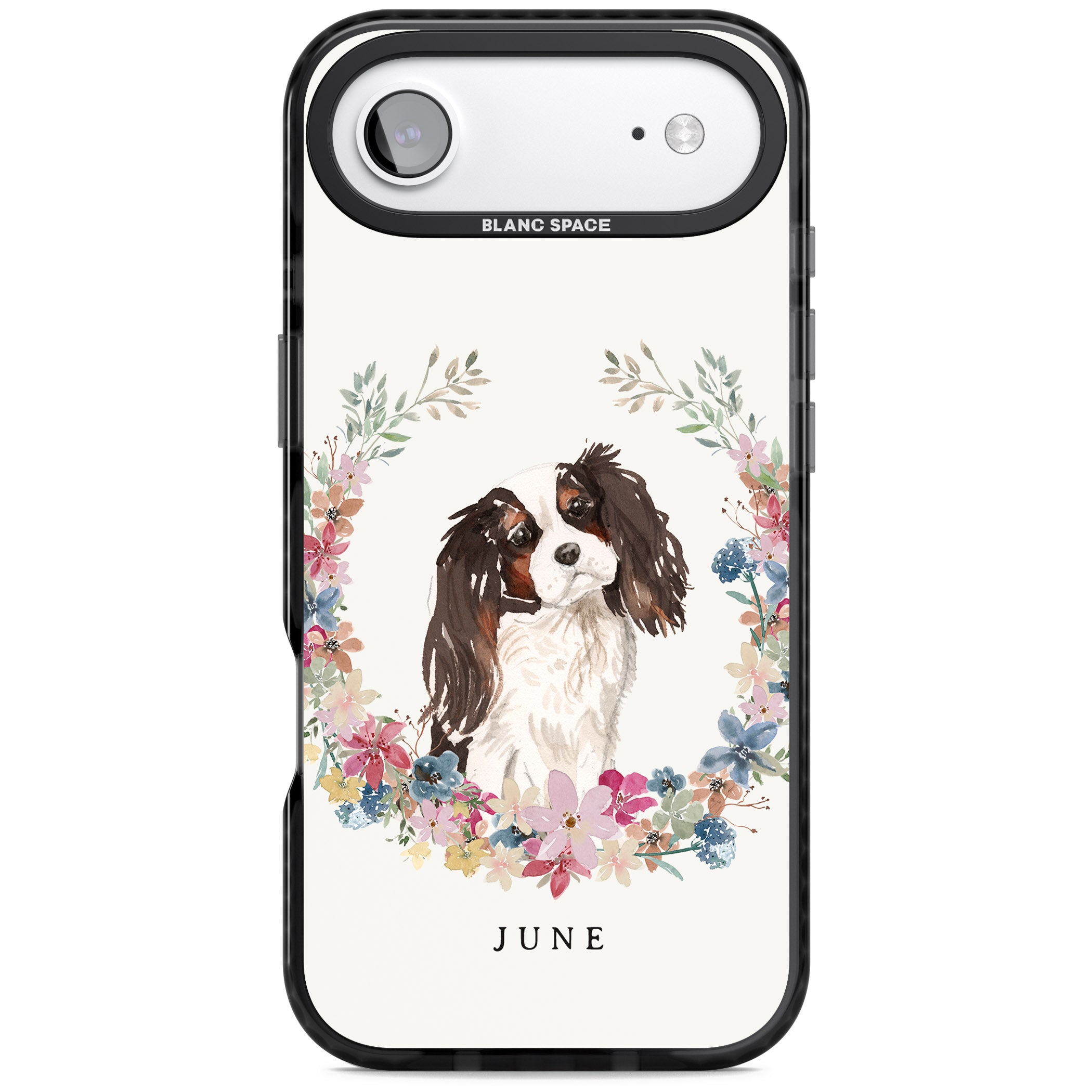 Personalised King Charles Floral Portrait iPhone 17 Air Impact Black Phone Case