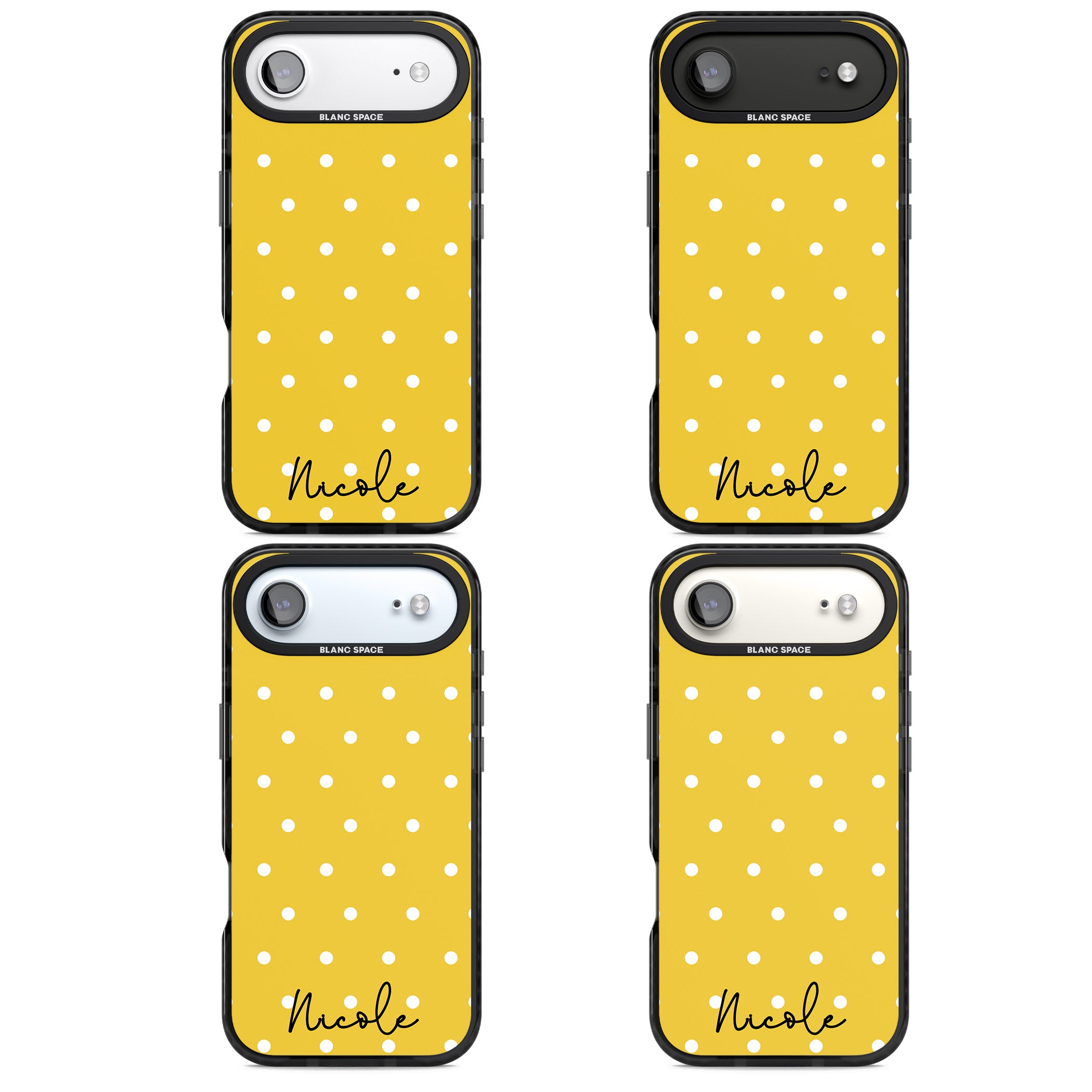 Personalised Yellow Polka Dot iPhone 17 Air Impact Black Phone Case APT Impact Protection