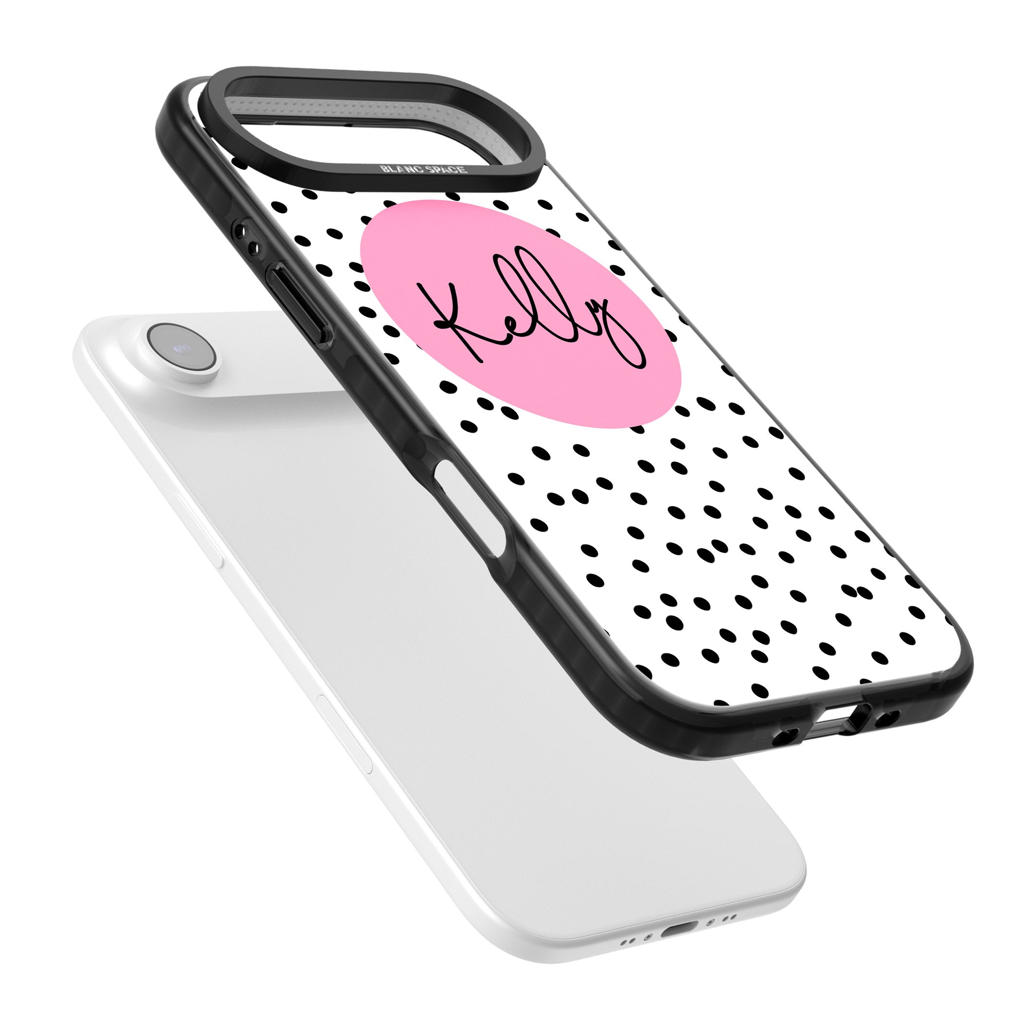 Personalised Pink Circle & Dots iPhone 17 Air Impact Black Phone Case Colours