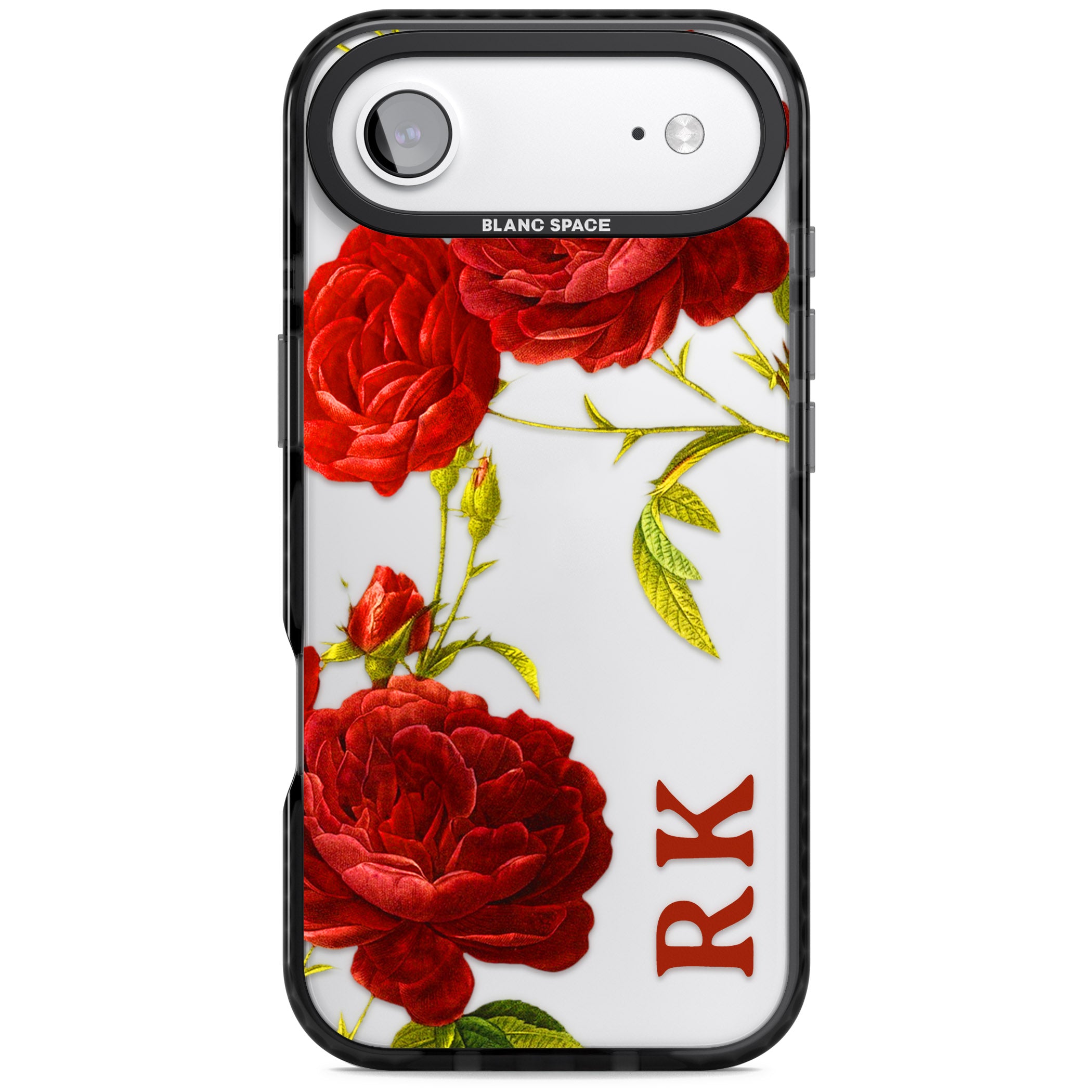 Personalised Vintage Floral Red Roses iPhone 17 Air Impact Black Phone Case