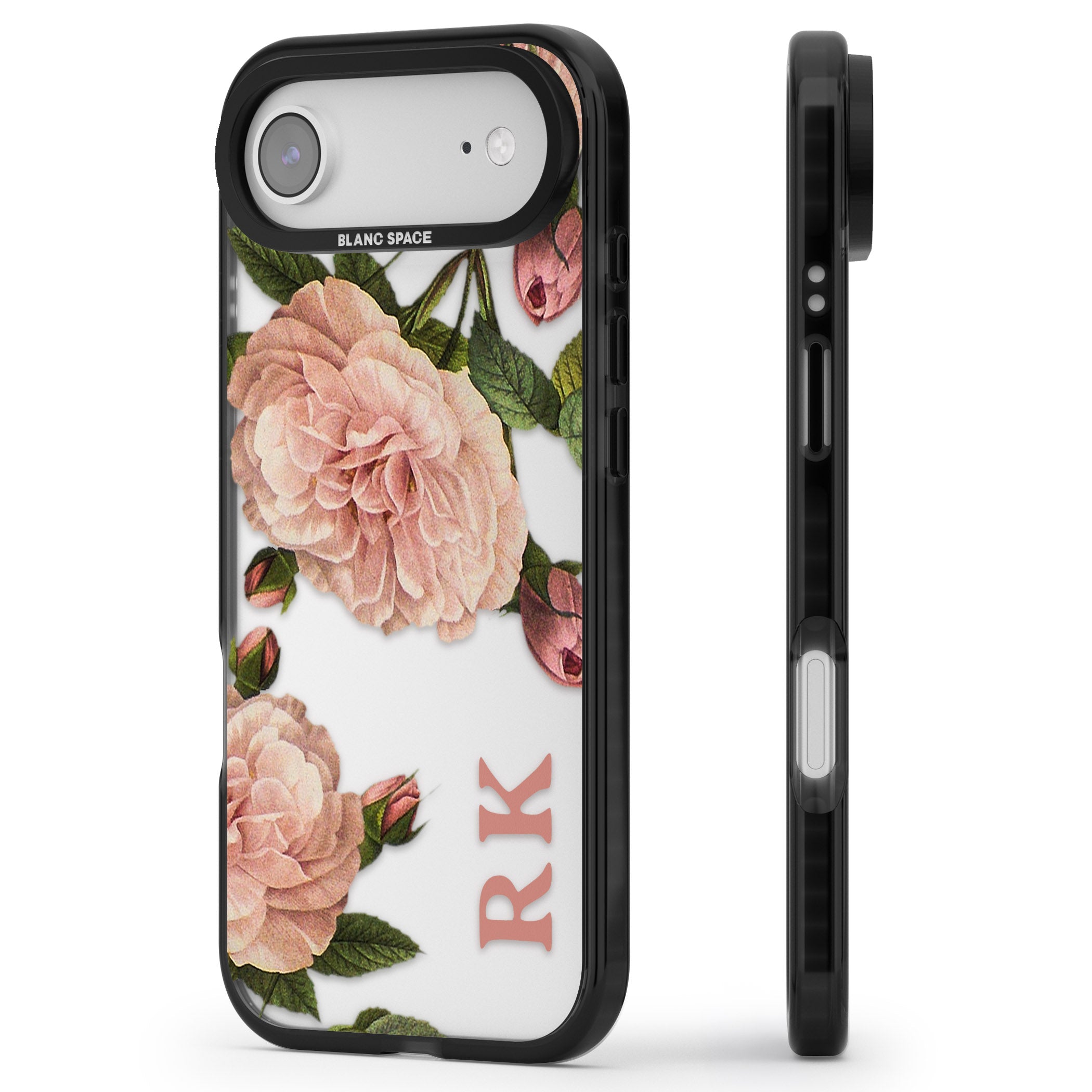 Personalised Vintage Floral iPhone 17 Air Impact Black Phone Case Side Profile