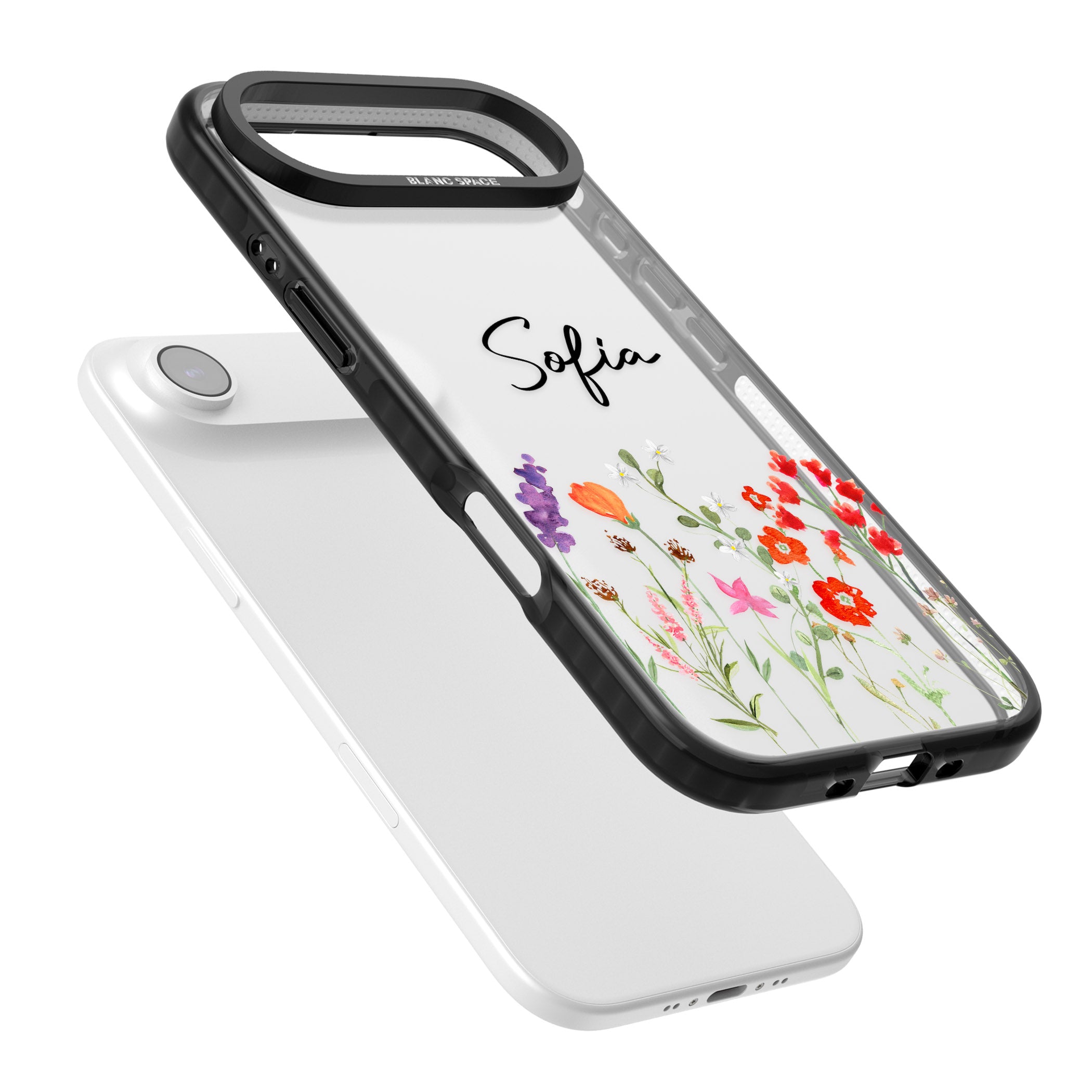Personalised Spring Wildflowers iPhone 17 Air Impact Black Phone Case Colours