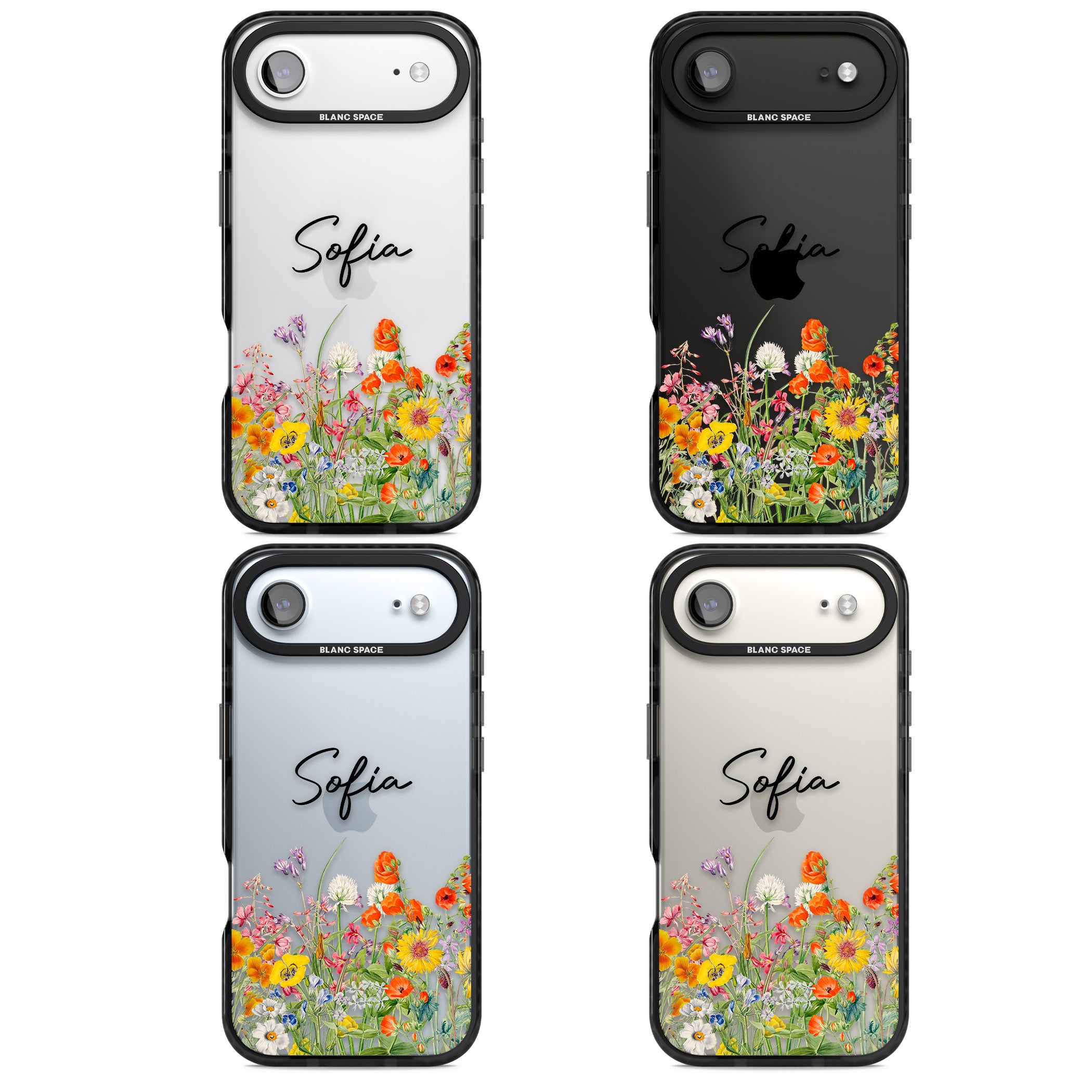 Personalised Summer Wildflowers iPhone 17 Air Impact Black Phone Case APT Impact Protection