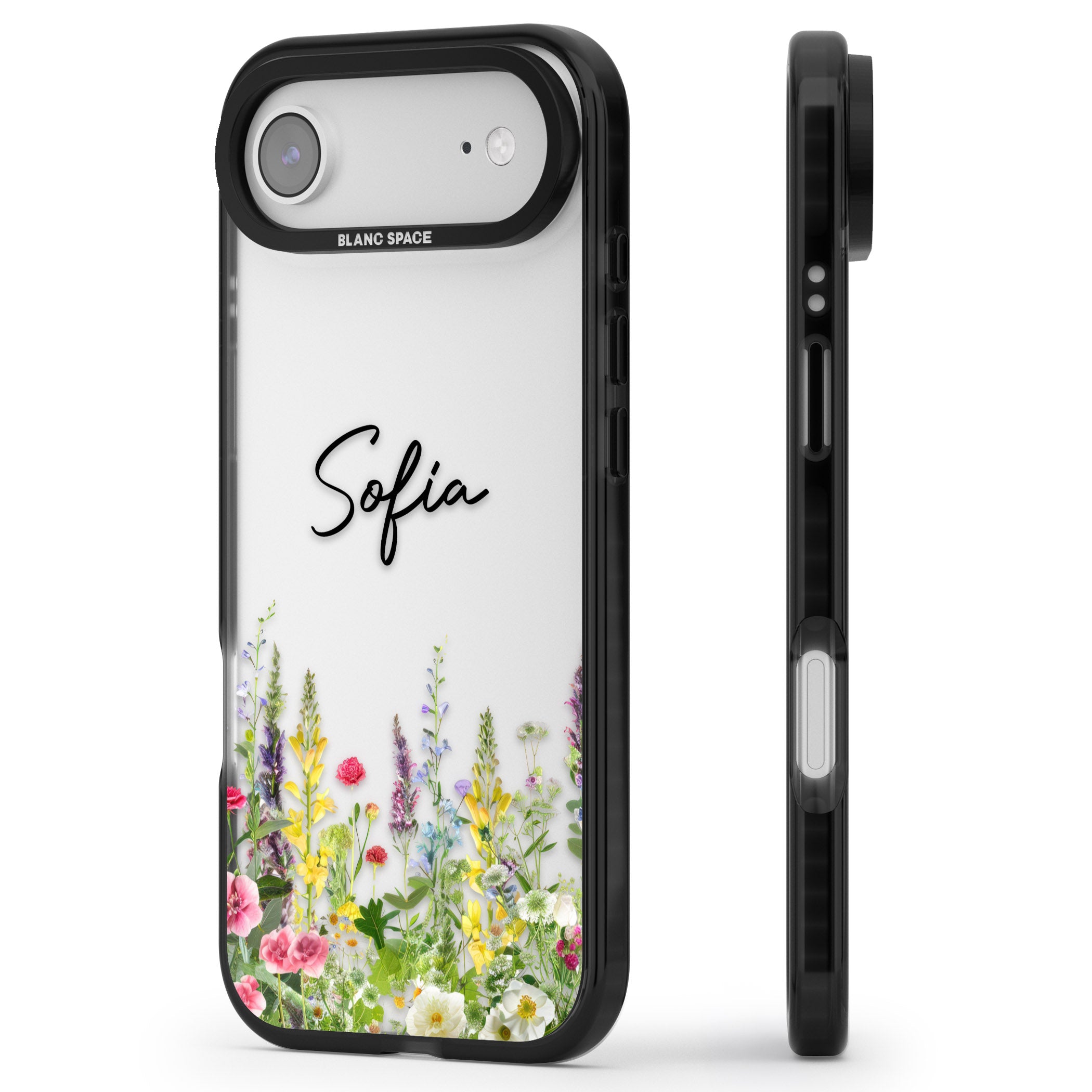 Personalised Garden Wildfowers iPhone 17 Air Impact Black Phone Case Side Profile