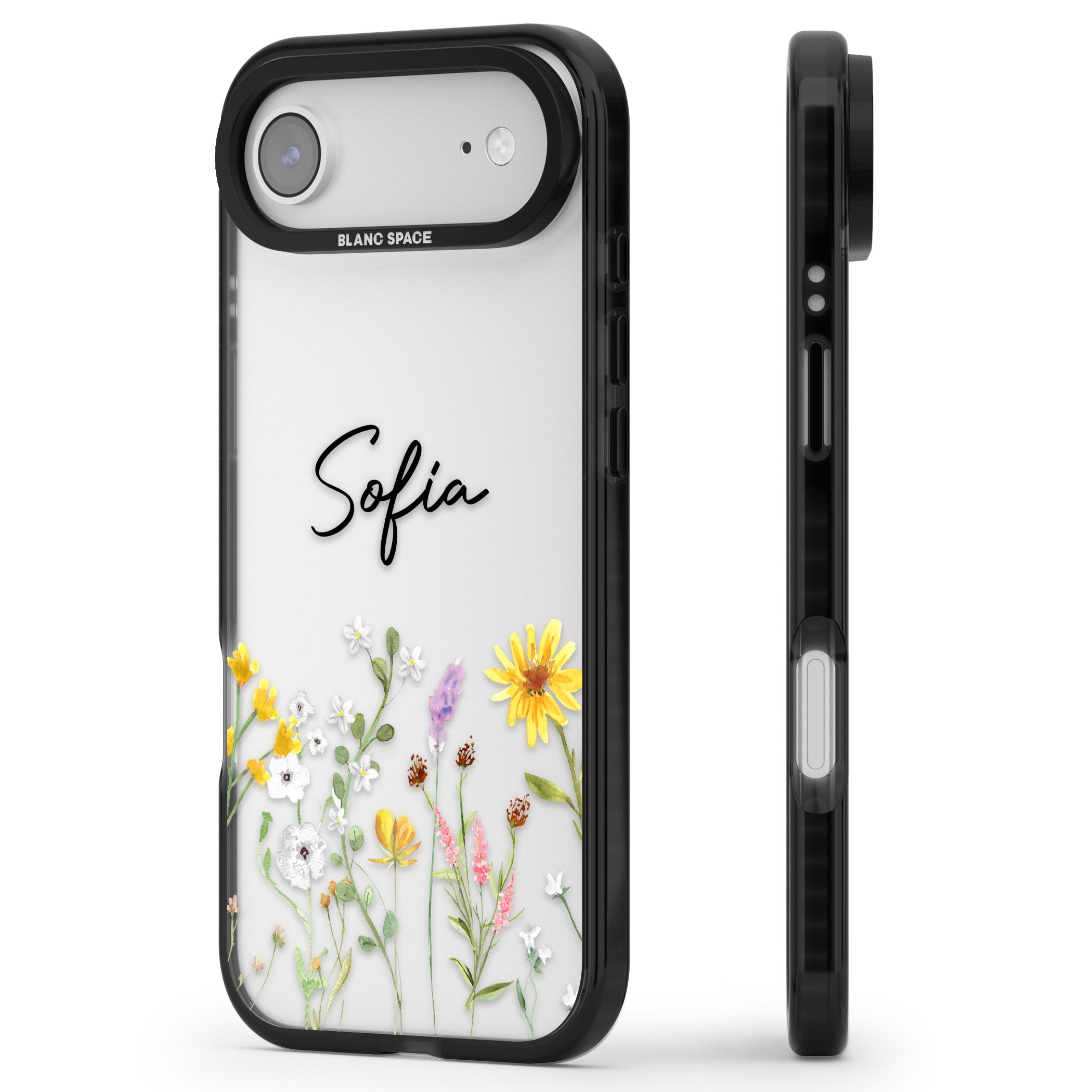 Personalised April Wildfowers iPhone 17 Air Impact Black Phone Case Side Profile