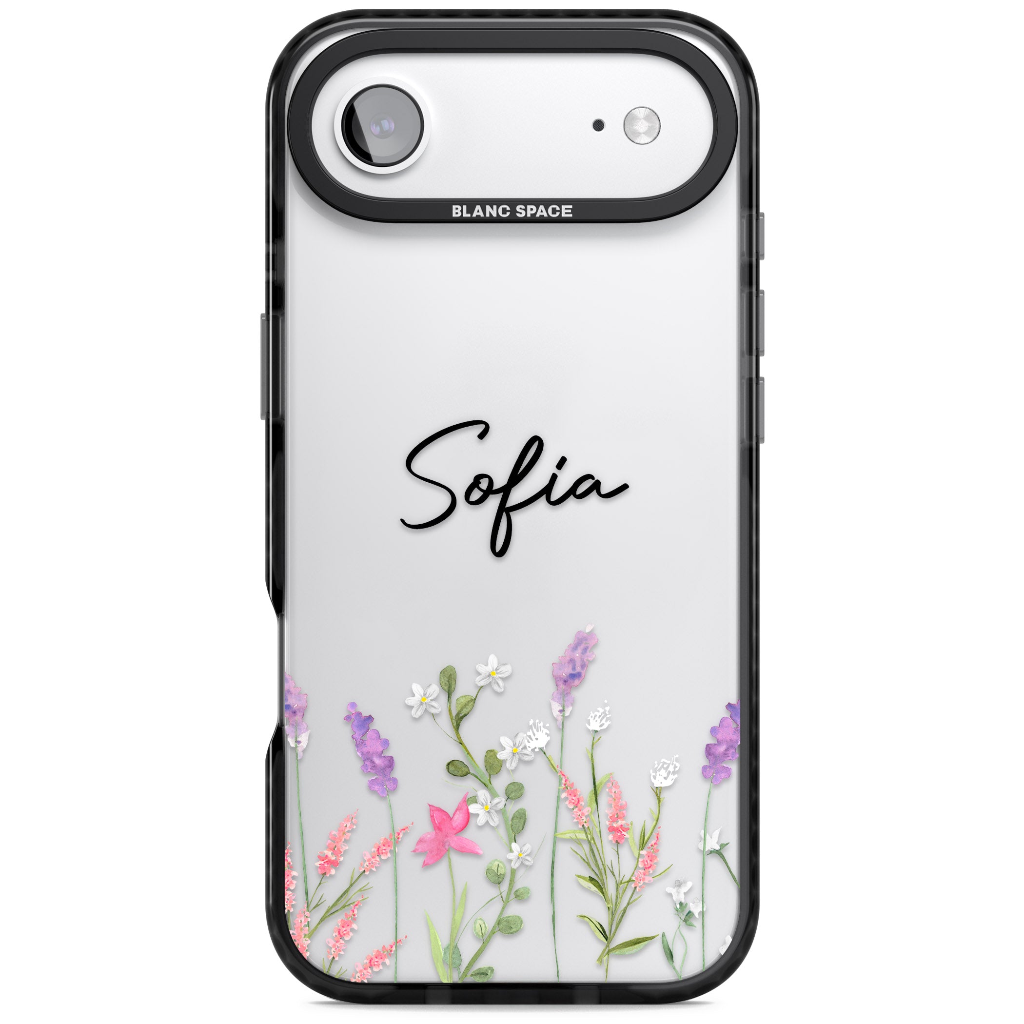 Personalised Lavender Wildflowers iPhone 17 Air Impact Black Phone Case