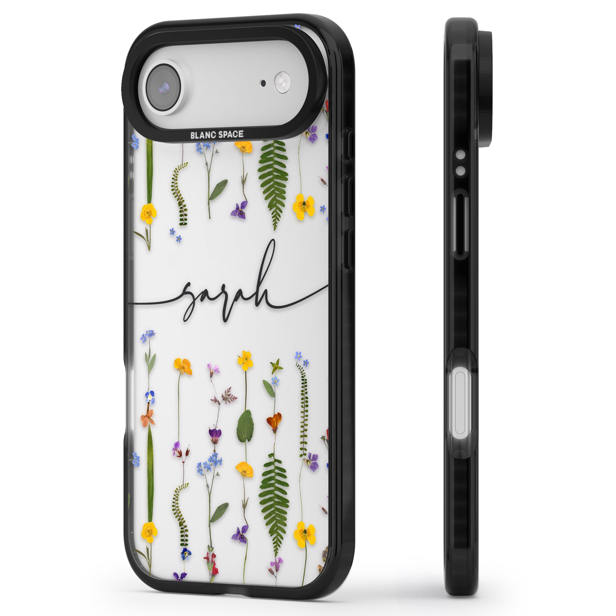 Personalised Wildflower Chain iPhone 17 Air Impact Black Phone Case Side Profile