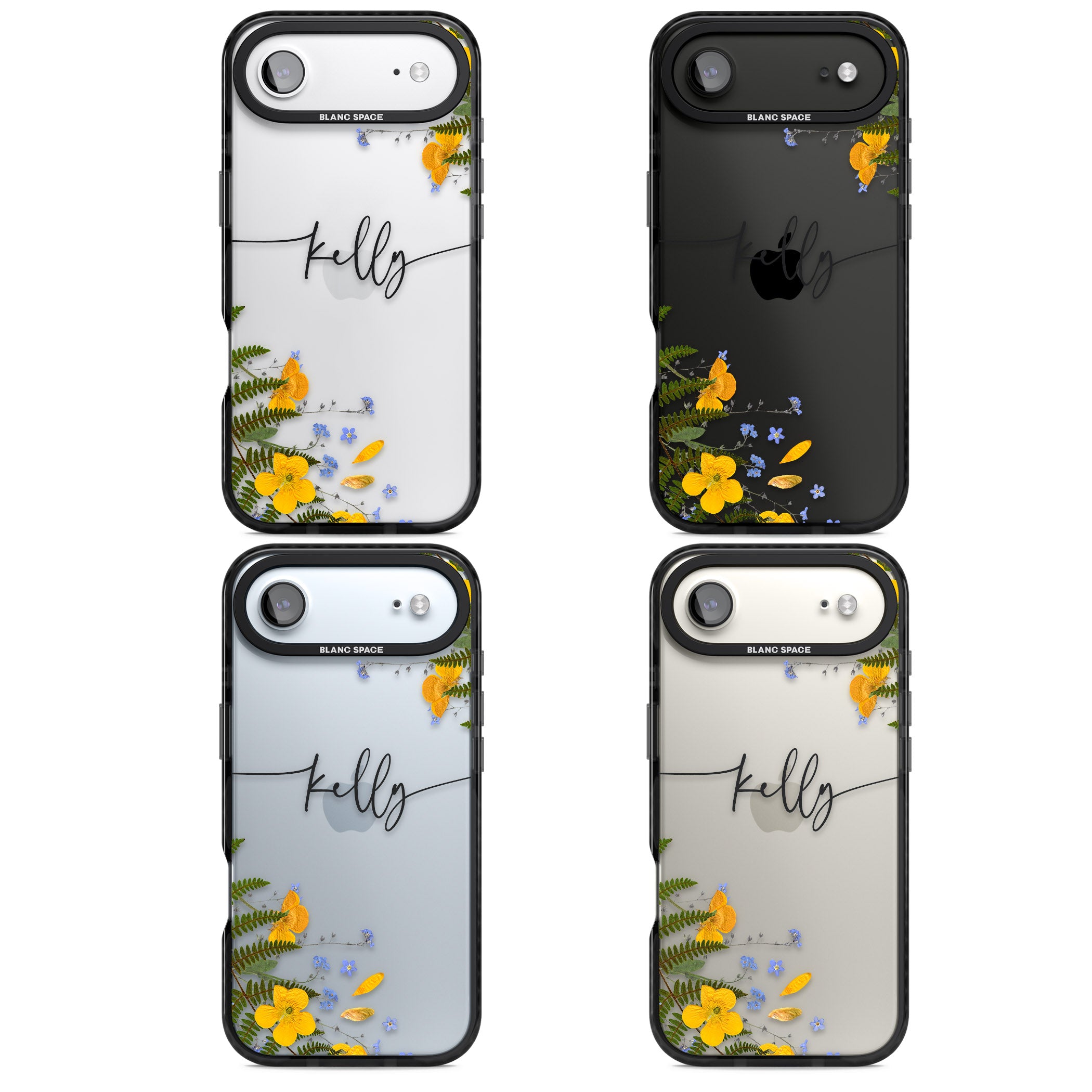 Personalised Ferns & Wildflowers iPhone 17 Air Impact Black Phone Case APT Impact Protection
