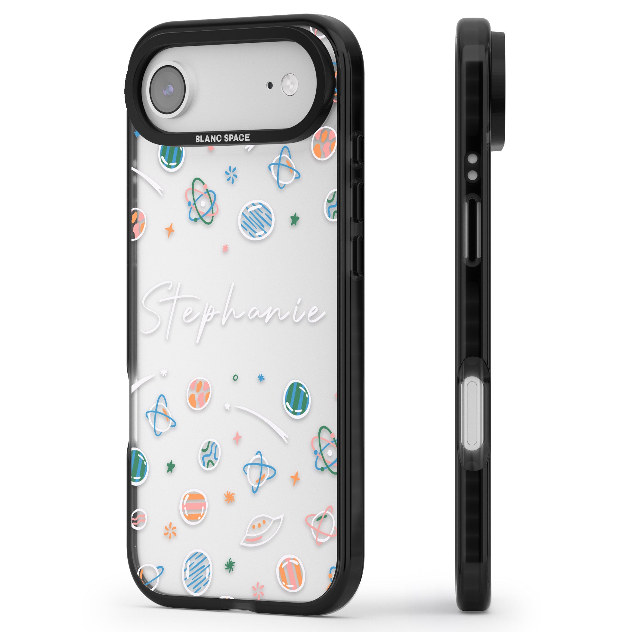 Personalised Space Pattern iPhone 17 Air Impact Black Phone Case Side Profile