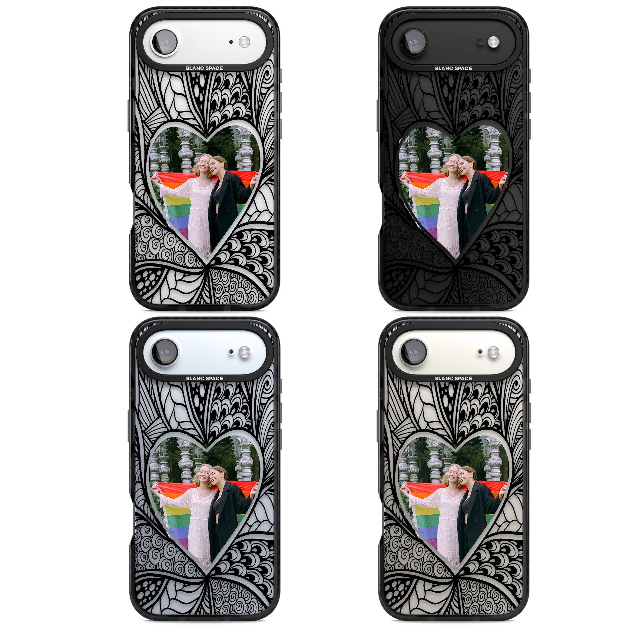 Personalised Henna Heart Photo Case iPhone 17 Air Impact Black Phone Case APT Impact Protection