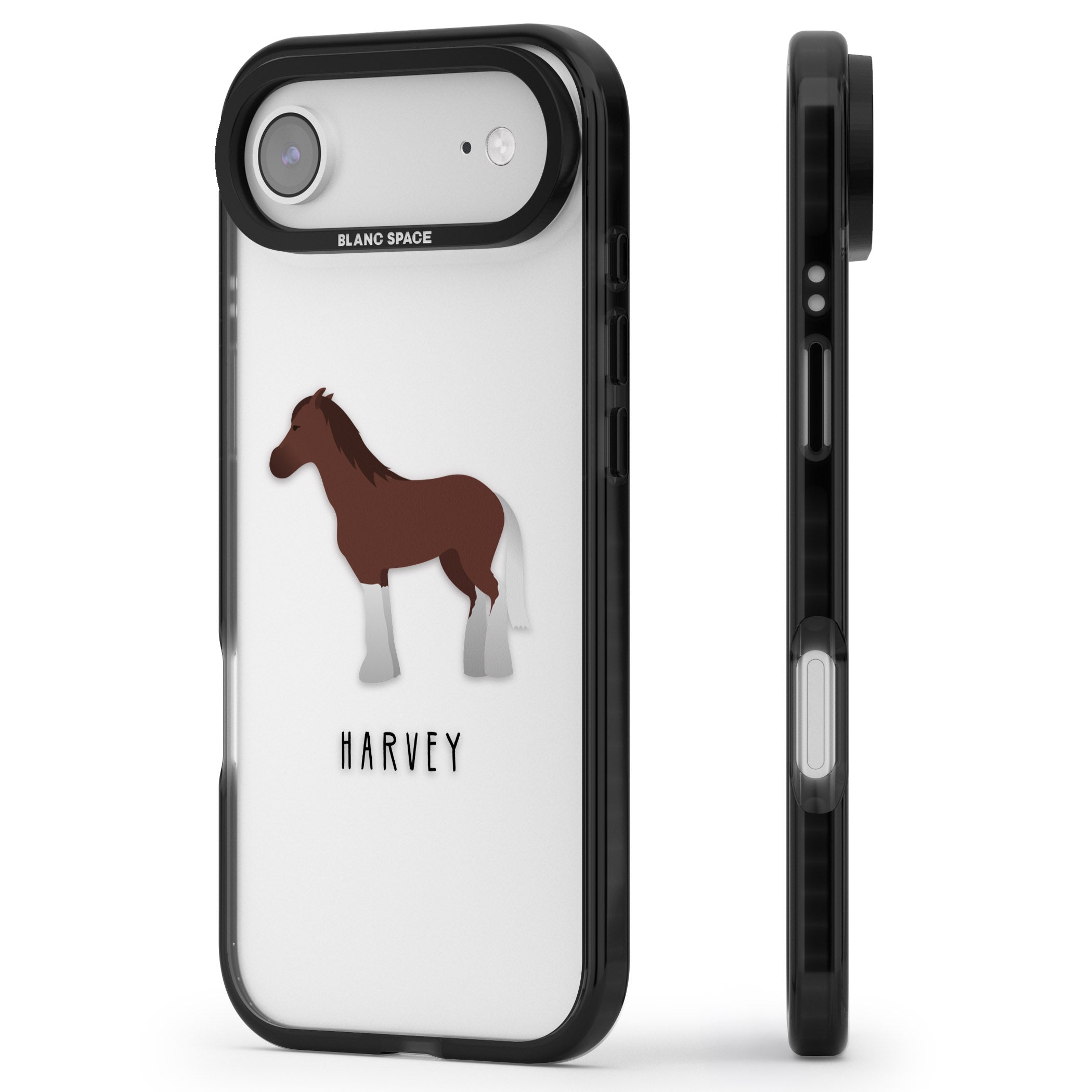 Personalised Brown Horse iPhone 17 Air Impact Black Phone Case Side Profile