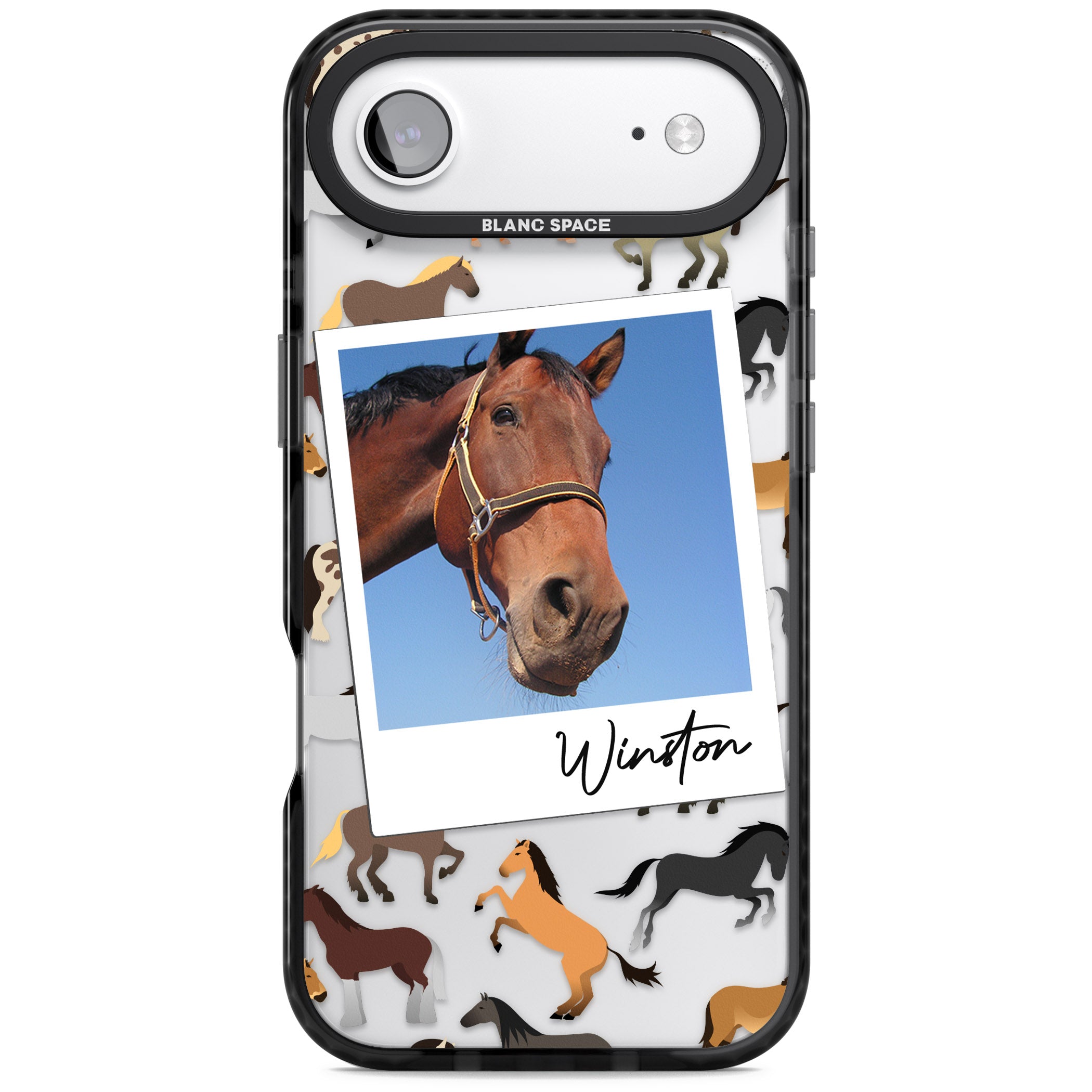 Personalised Horse Polaroid iPhone 17 Air Impact Black Phone Case