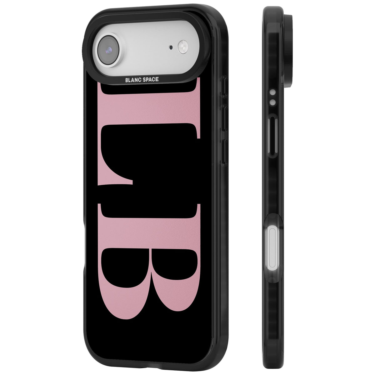 Personalised Pink & Black Letters iPhone Air Impact Black Phone Case side