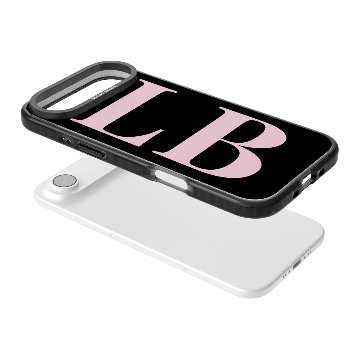 Personalised Pink & Black Letters iPhone Air Impact Black Phone Case angled
