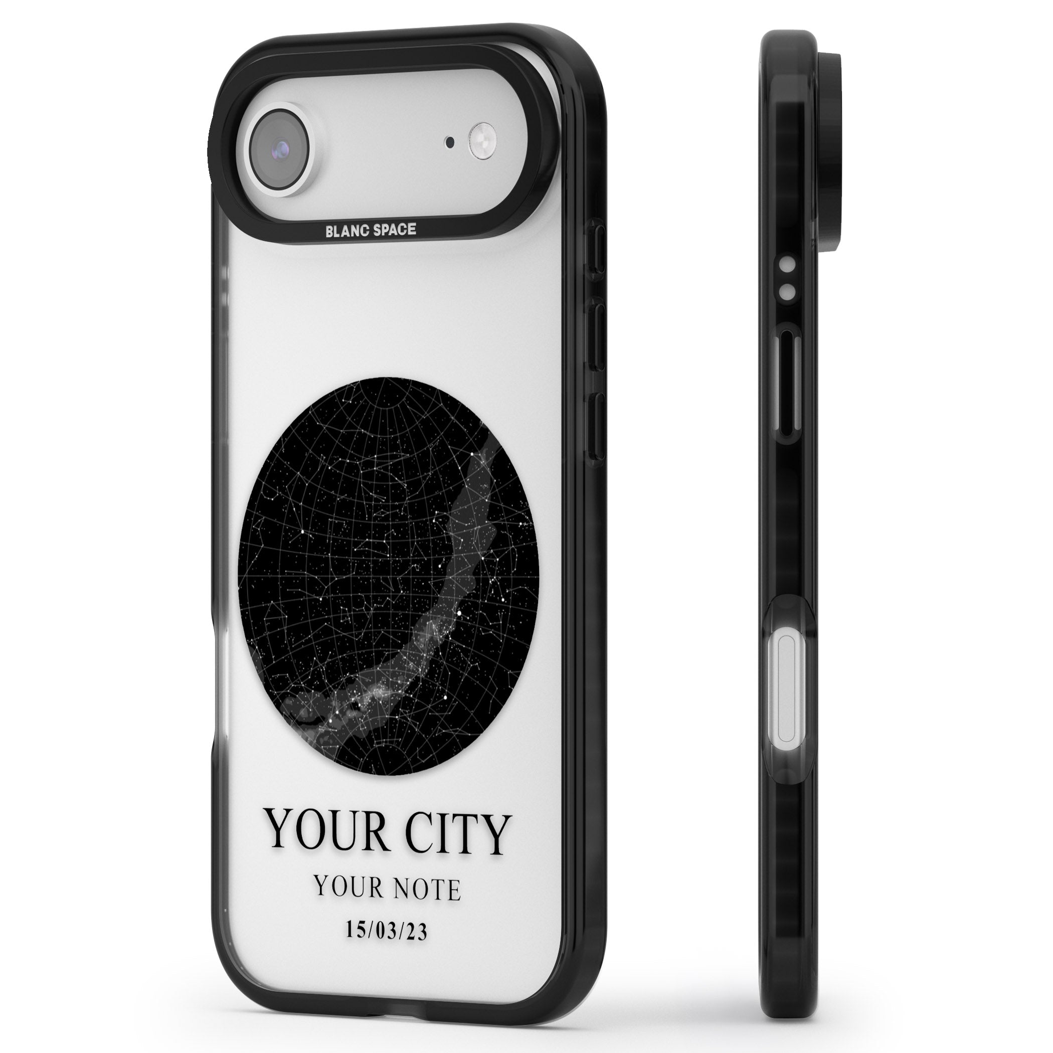 Personalised Star Map iPhone 17 Air Impact Black Phone Case Side Profile