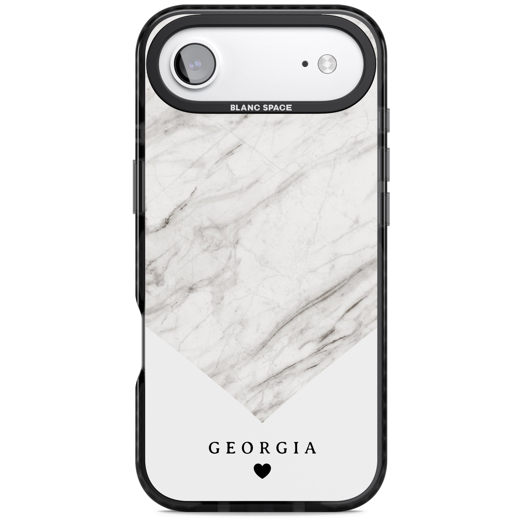 Personalised White Marble iPhone 17 Air Impact Black Phone Case