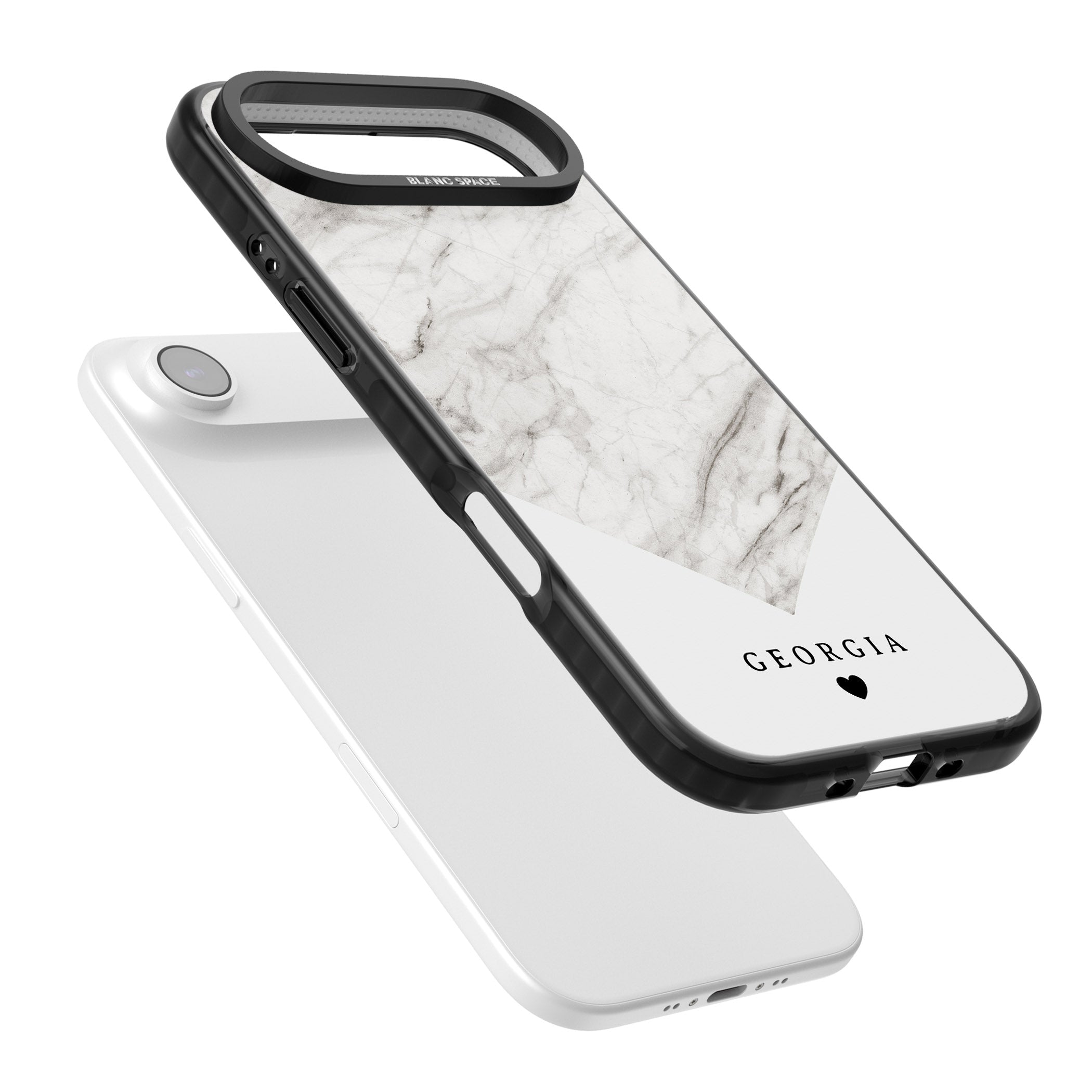 Personalised White Marble iPhone 17 Air Impact Black Phone Case Colours