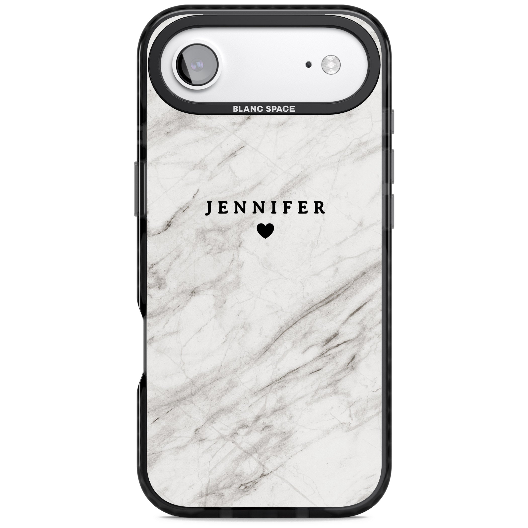 Personalised Light Grey Marble iPhone 17 Air Impact Black Phone Case