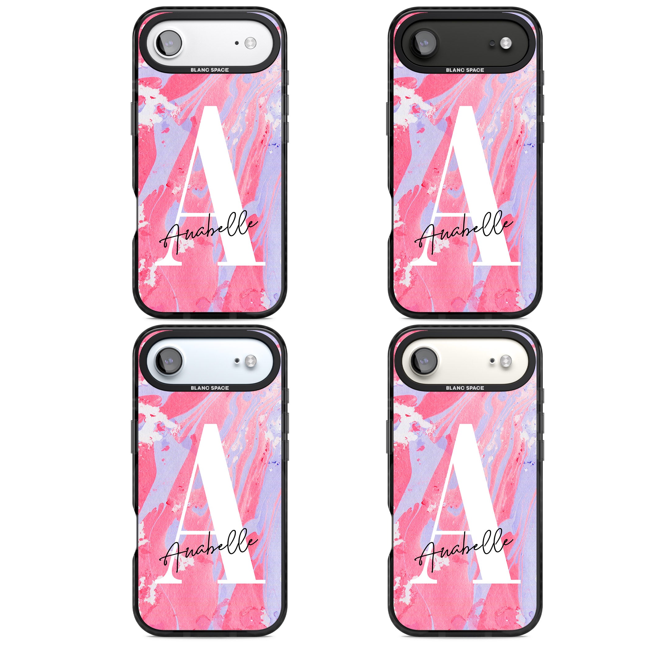 Personalised Pink & Purple Marble iPhone 17 Air Impact Black Phone Case APT Impact Protection