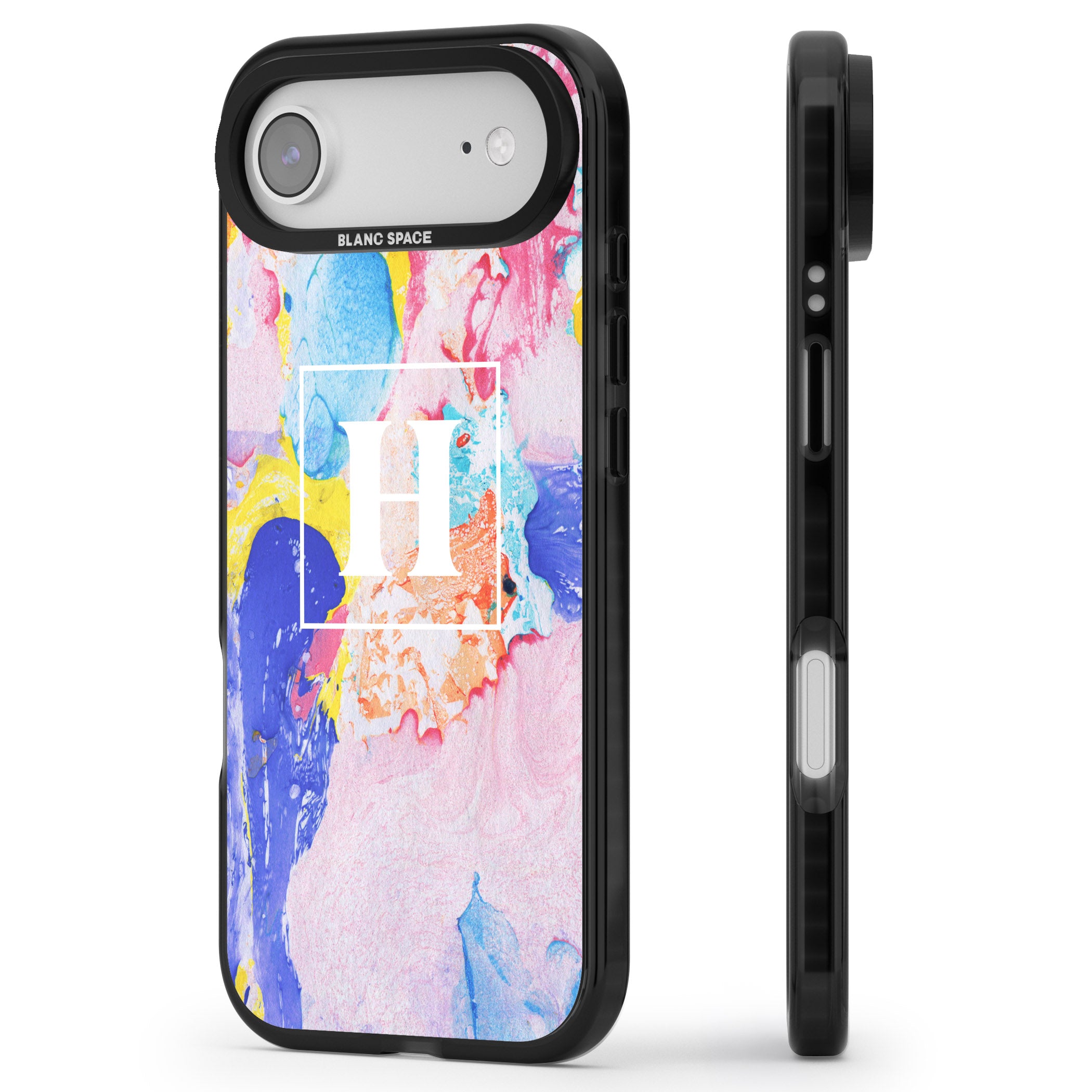 Personalised Pastel Marble Mix iPhone 17 Air Impact Black Phone Case Side Profile