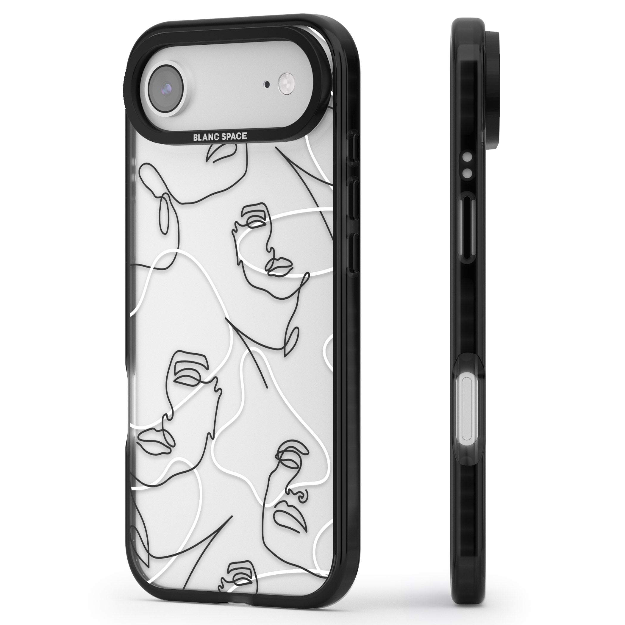 Personalised Abstract Faces iPhone 17 Air Impact Black Phone Case Side Profile