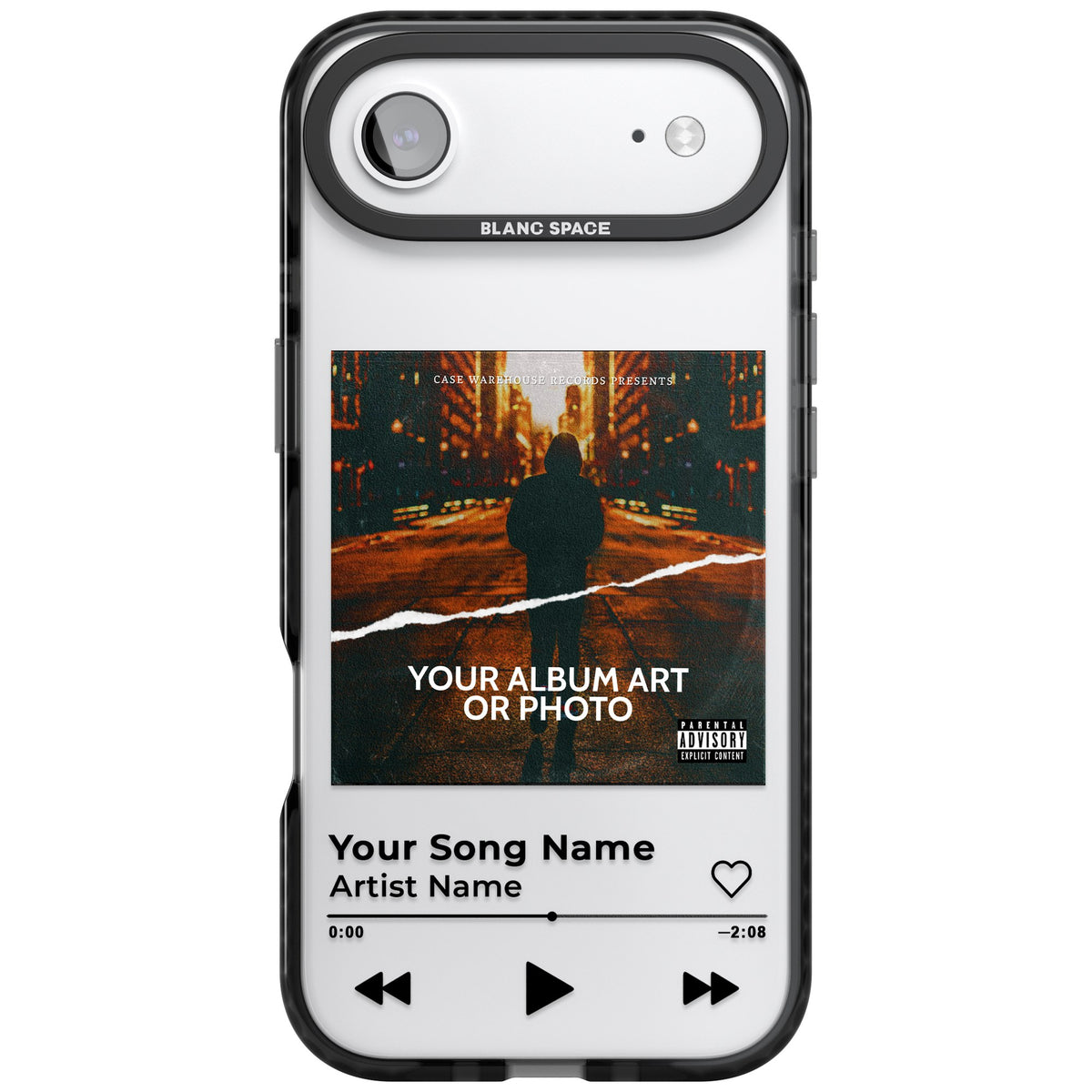 Personalised Music Player iPhone Air Impact Black Phone Case front
