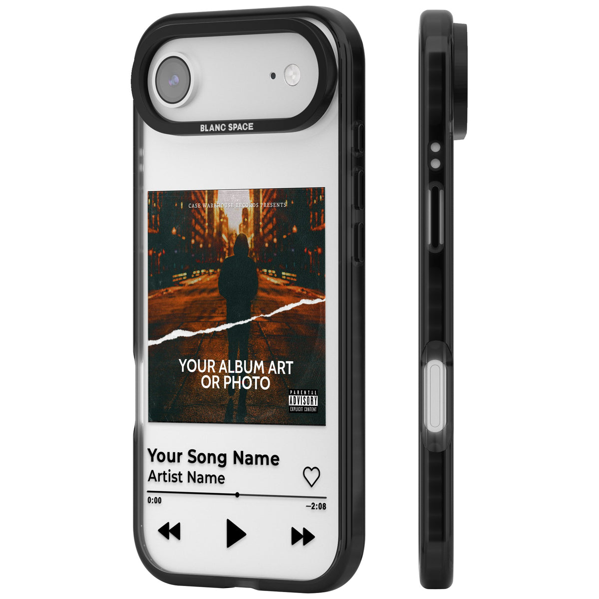 Personalised Music Player iPhone Air Impact Black Phone Case side