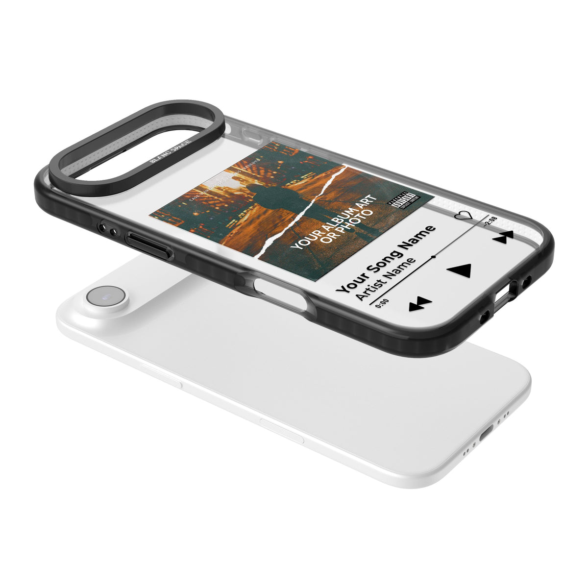 Personalised Music Player iPhone Air Impact Black Phone Case angled
