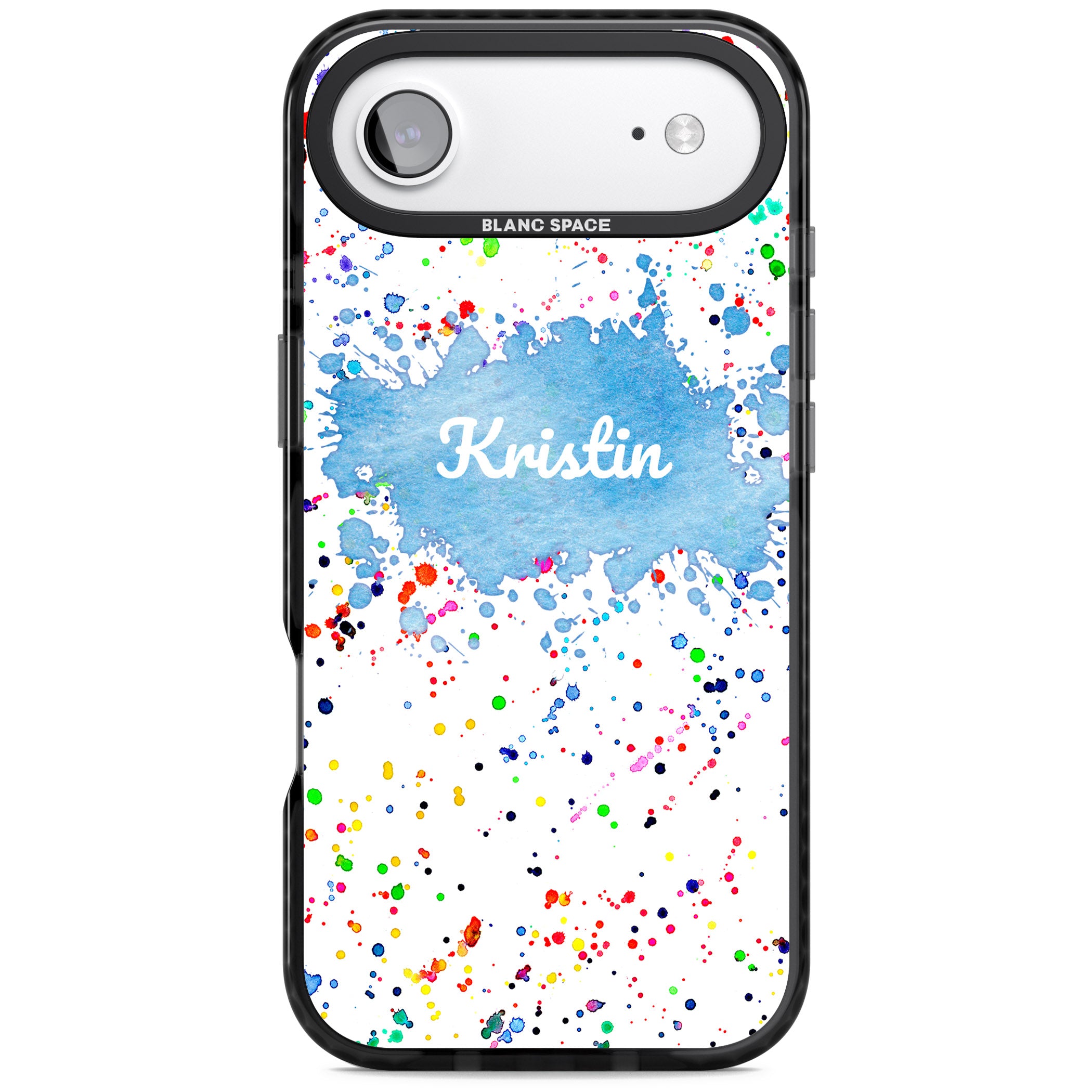 Personalised Rainbow Splatter Name iPhone 17 Air Impact Black Phone Case