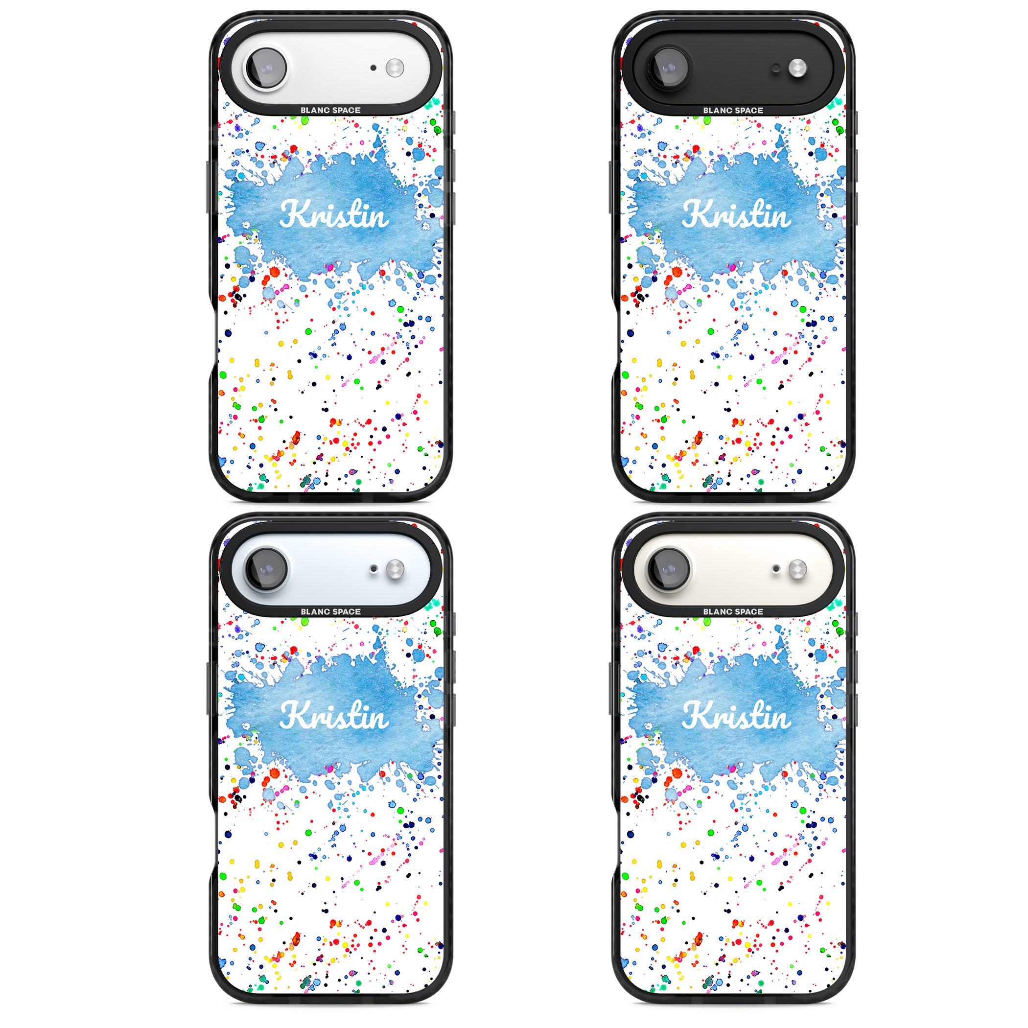 Personalised Rainbow Splatter Name iPhone 17 Air Impact Black Phone Case APT Impact Protection
