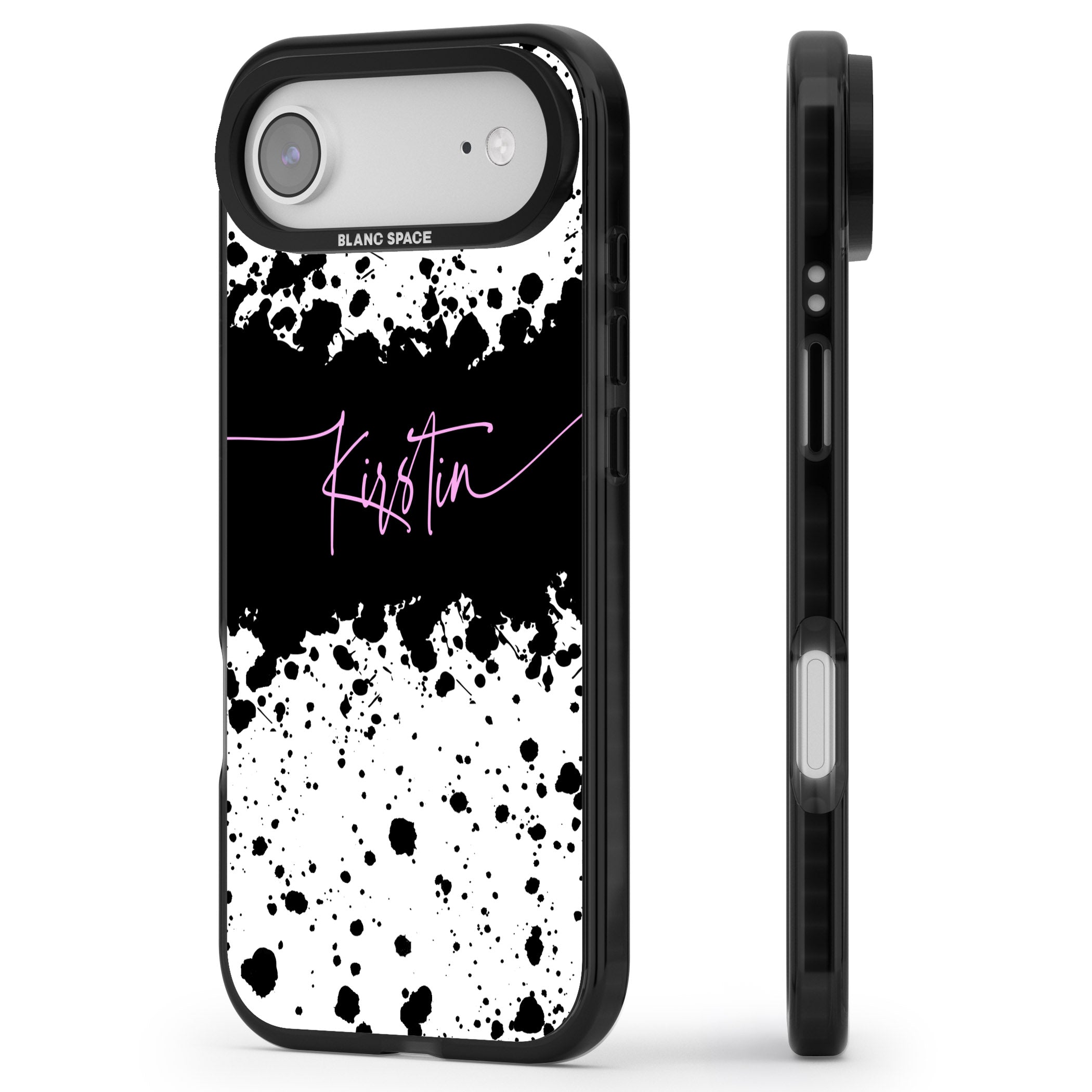 Personalised Bold Paint Splatters iPhone 17 Air Impact Black Phone Case Side Profile