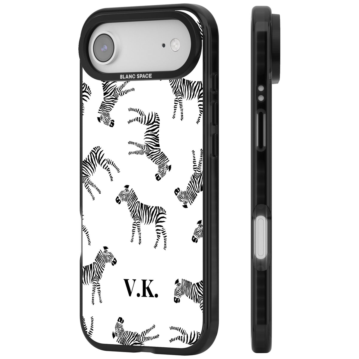 Personalised Monochrome Zebra iPhone Air Impact Black Phone Case side