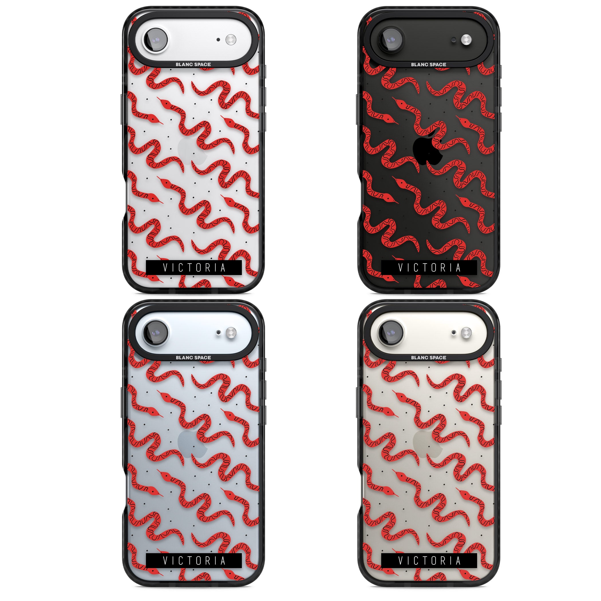Personalised Red Snake Pattern iPhone 17 Air Impact Black Phone Case APT Impact Protection