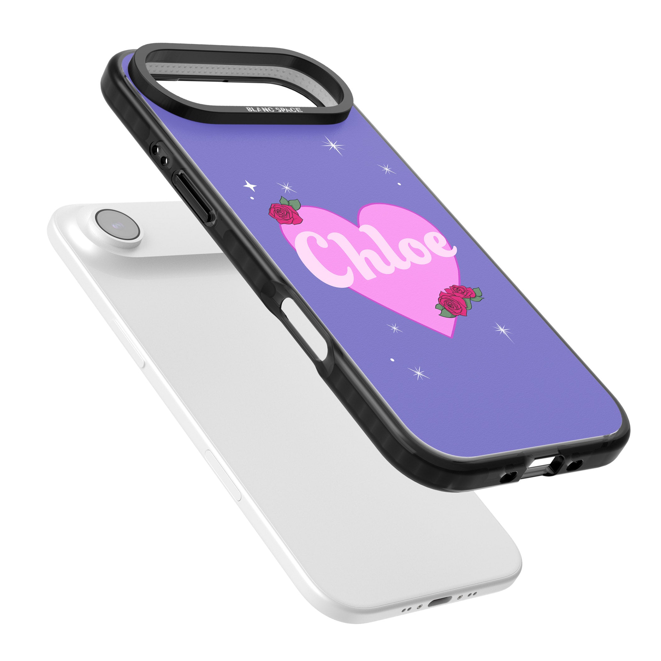 Personalised Glamorous Love Heart iPhone 17 Air Impact Black Phone Case Colours