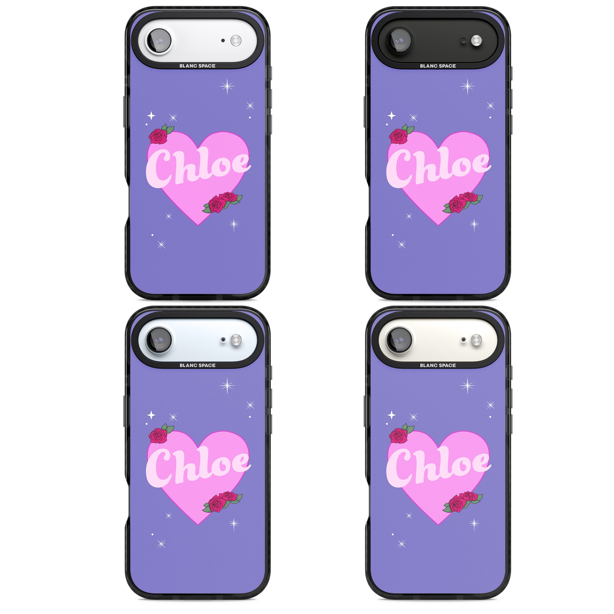 Personalised Glamorous Love Heart iPhone 17 Air Impact Black Phone Case APT Impact Protection