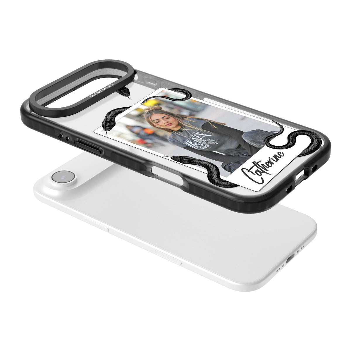 Personalised Snake Instant Photo iPhone Air Impact Black Phone Case angled
