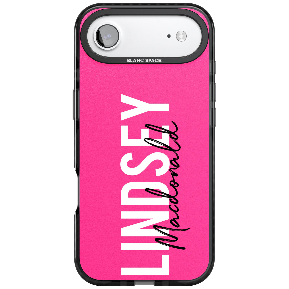 Personalised Bold Name: Pink iPhone Air Impact Black Phone Case front