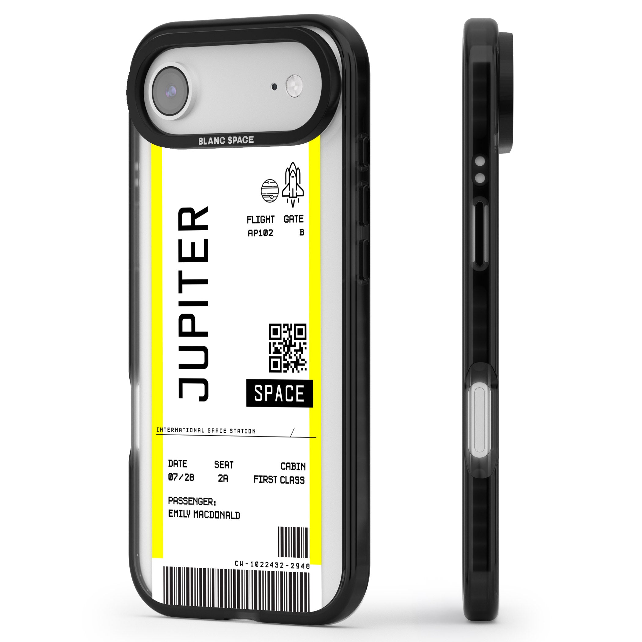 Personalised Jupiter Travel Ticket iPhone 17 Air Impact Black Phone Case Side Profile